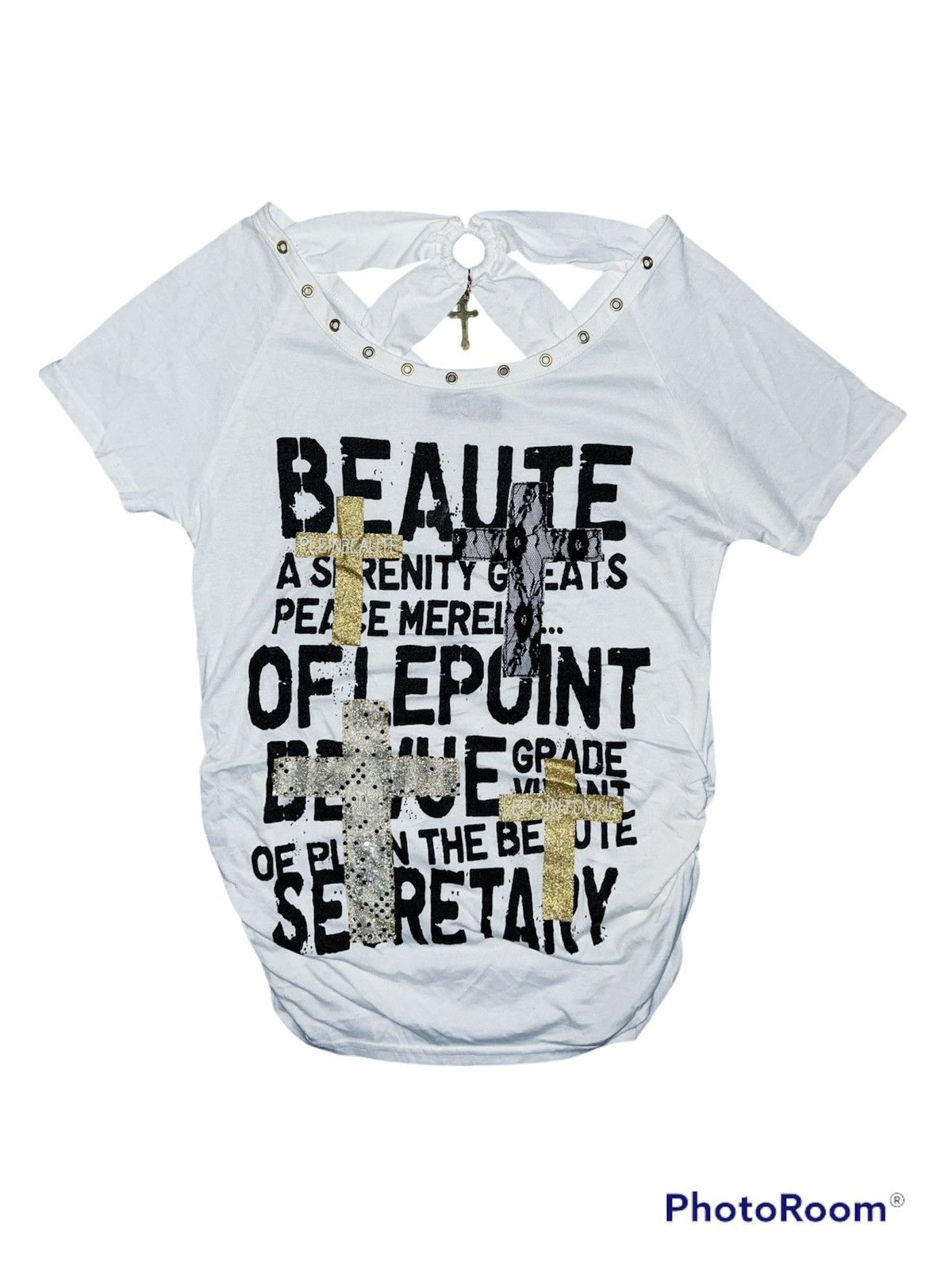 Japanese Brand PleinBeaute cross top Gyaru with charm ➕☠️ Size L / US 10 / IT 46 - 1 Thumbnail