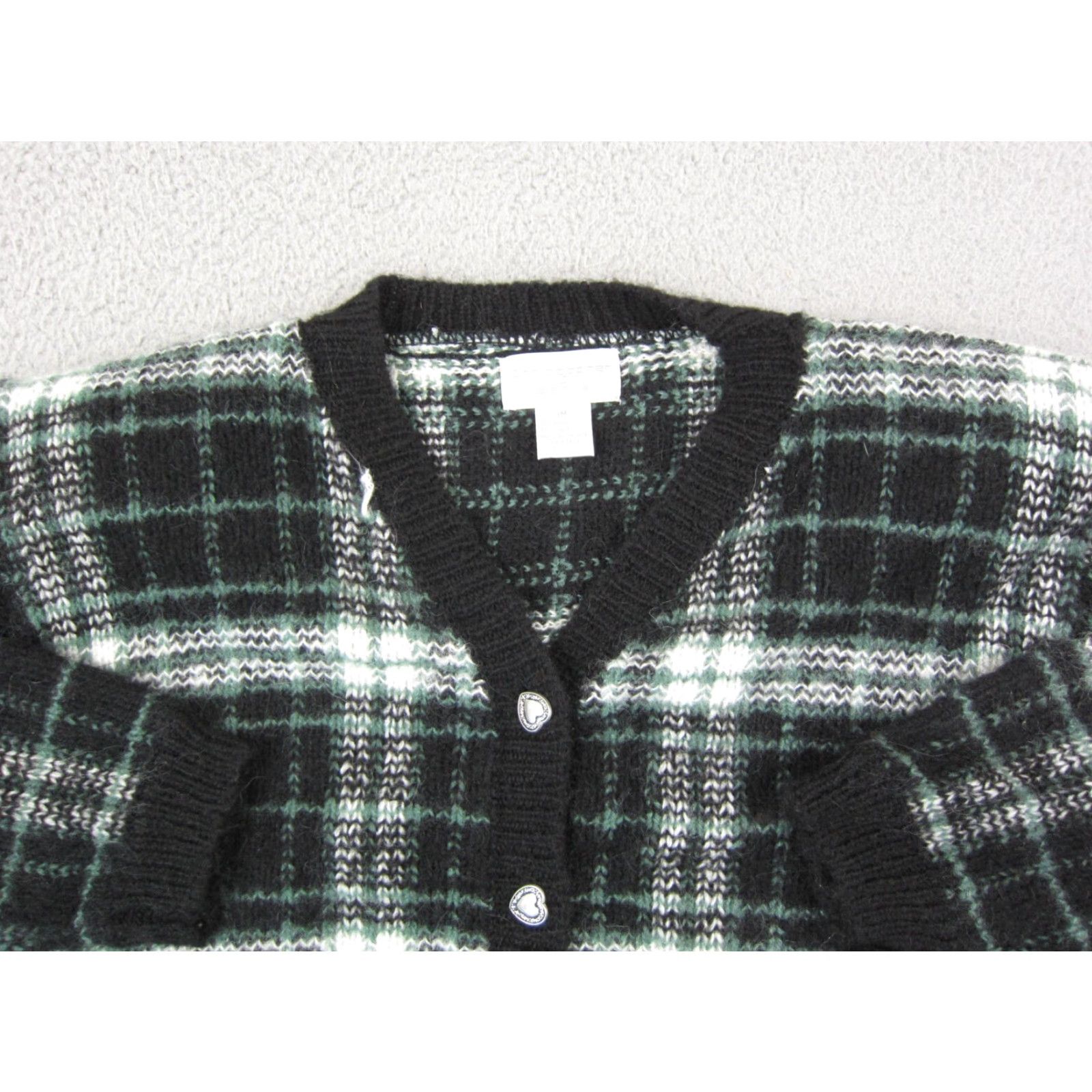 Vintage VINTAGE Christopher & Banks Cardigan Womens M Black Plaid Wool Sweater Size M / US 6-8 / IT 42-44 - 2 Thumbnail