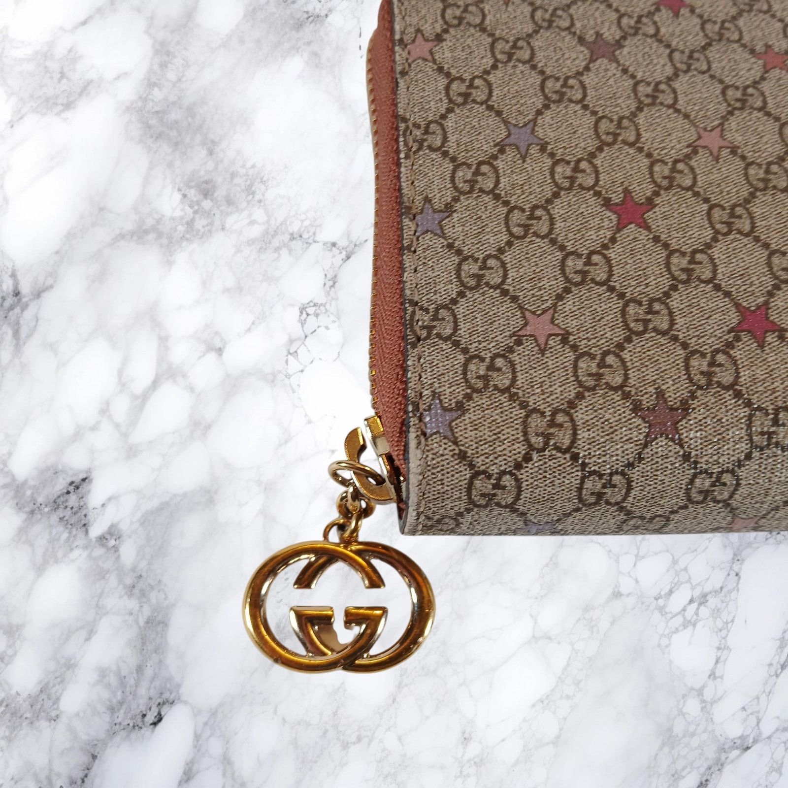 Gucci Gucci Micro GG Star Supreme Coated Canvas Zip Around Wallet Size ONE SIZE - 12 Thumbnail