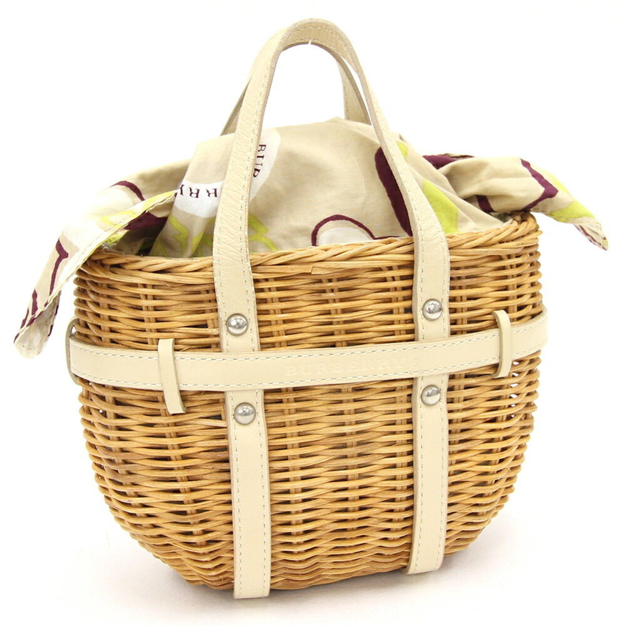 image of Burberry Handbag Bf460-732-41 Natural White Straw Leather Women's Burberry