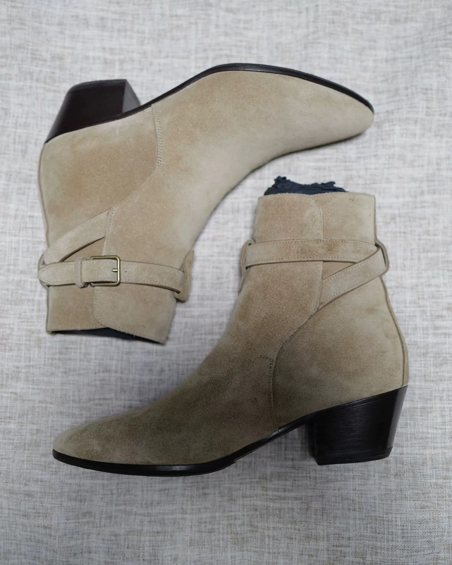 Saint Laurent Paris Saint Laurent Beige Suede Ankle Boots Size US 6 / IT 36 - 1 Thumbnail