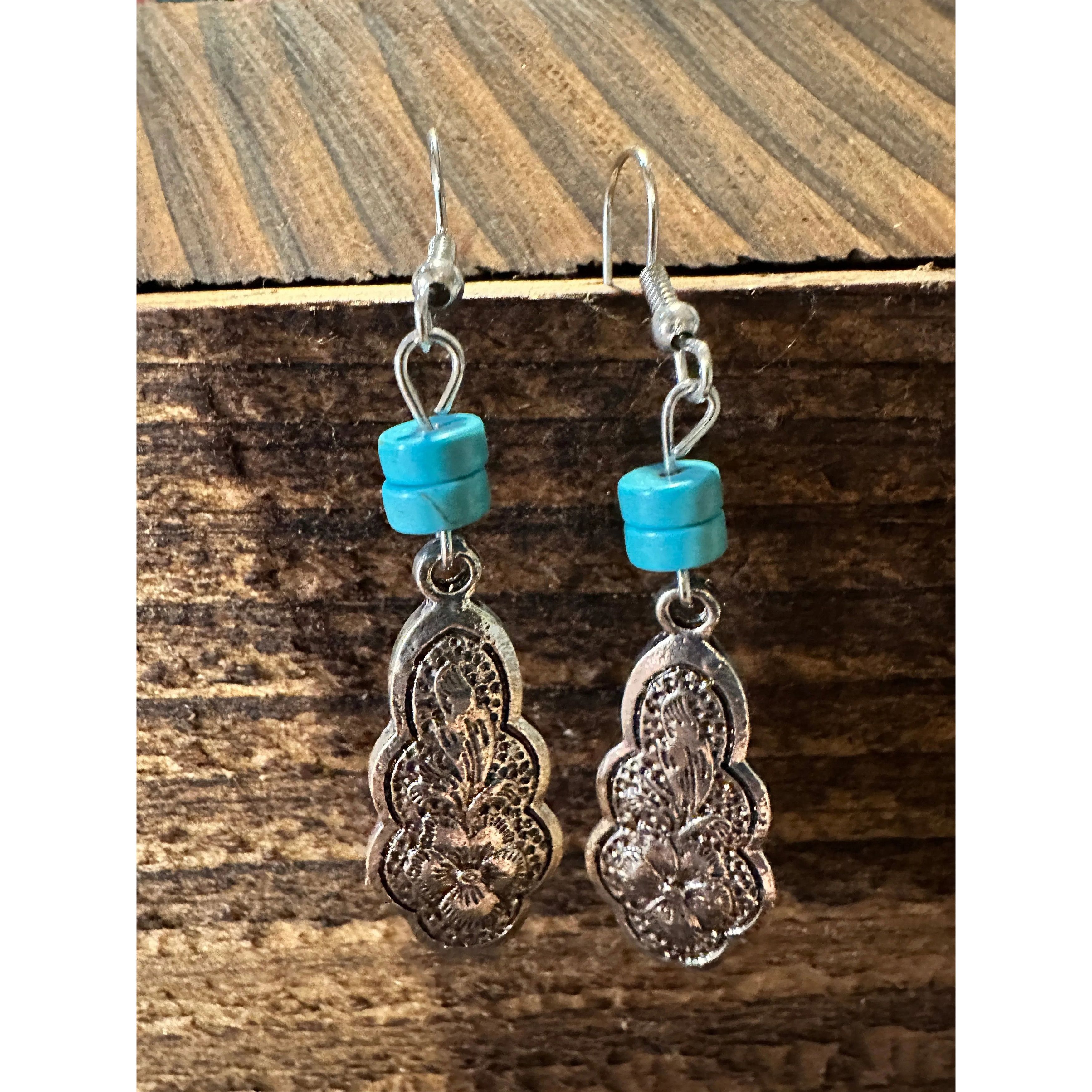 Other Boho Hippie Cowgirl Western Turquoise Silver Teardrop Earrin Size ONE SIZE - 6 Thumbnail
