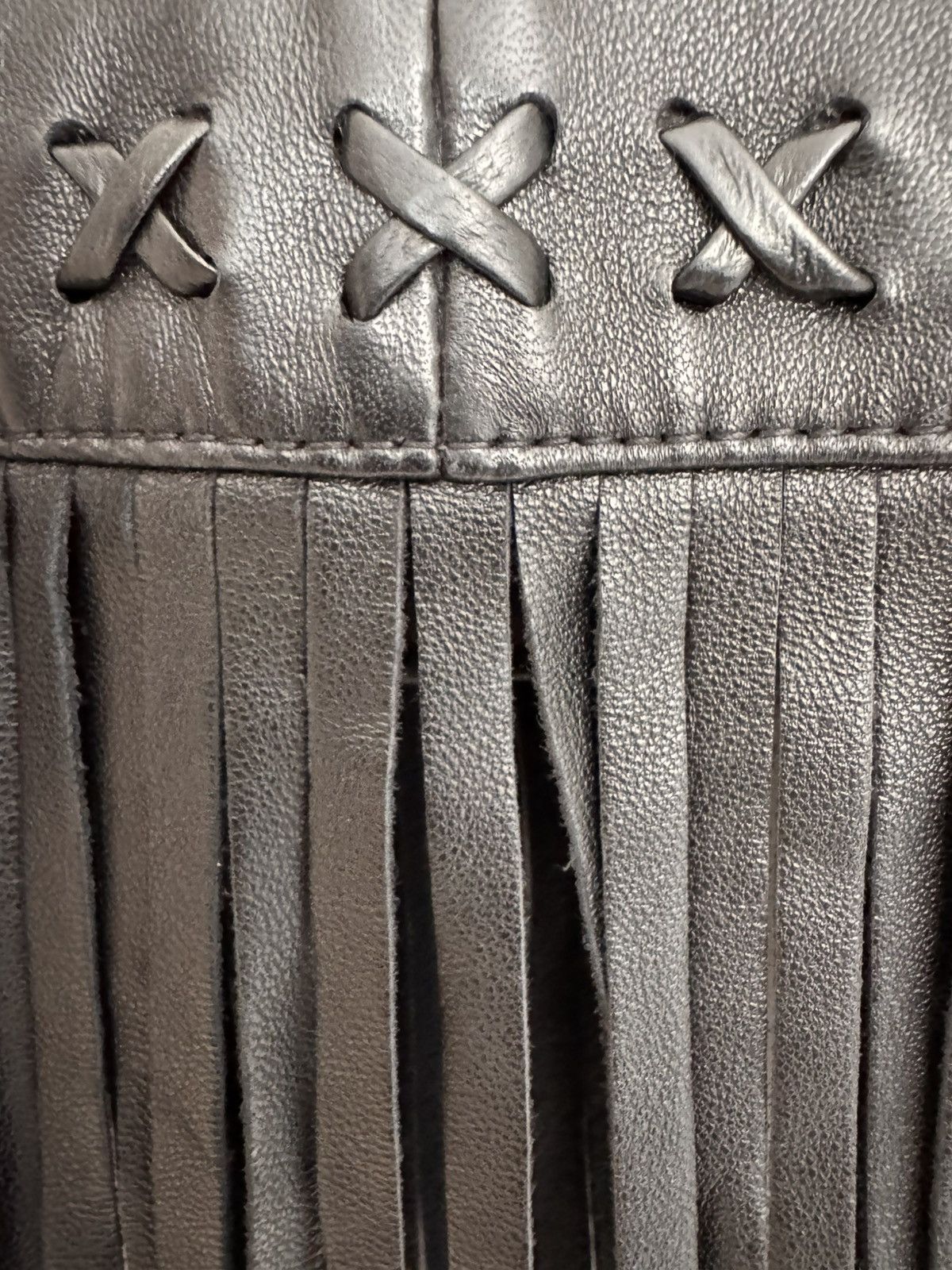 Other Caché Black Leather Fringe Jacket US 4 Western Boho Zip Size S / US 4 / IT 40 - 18 Thumbnail