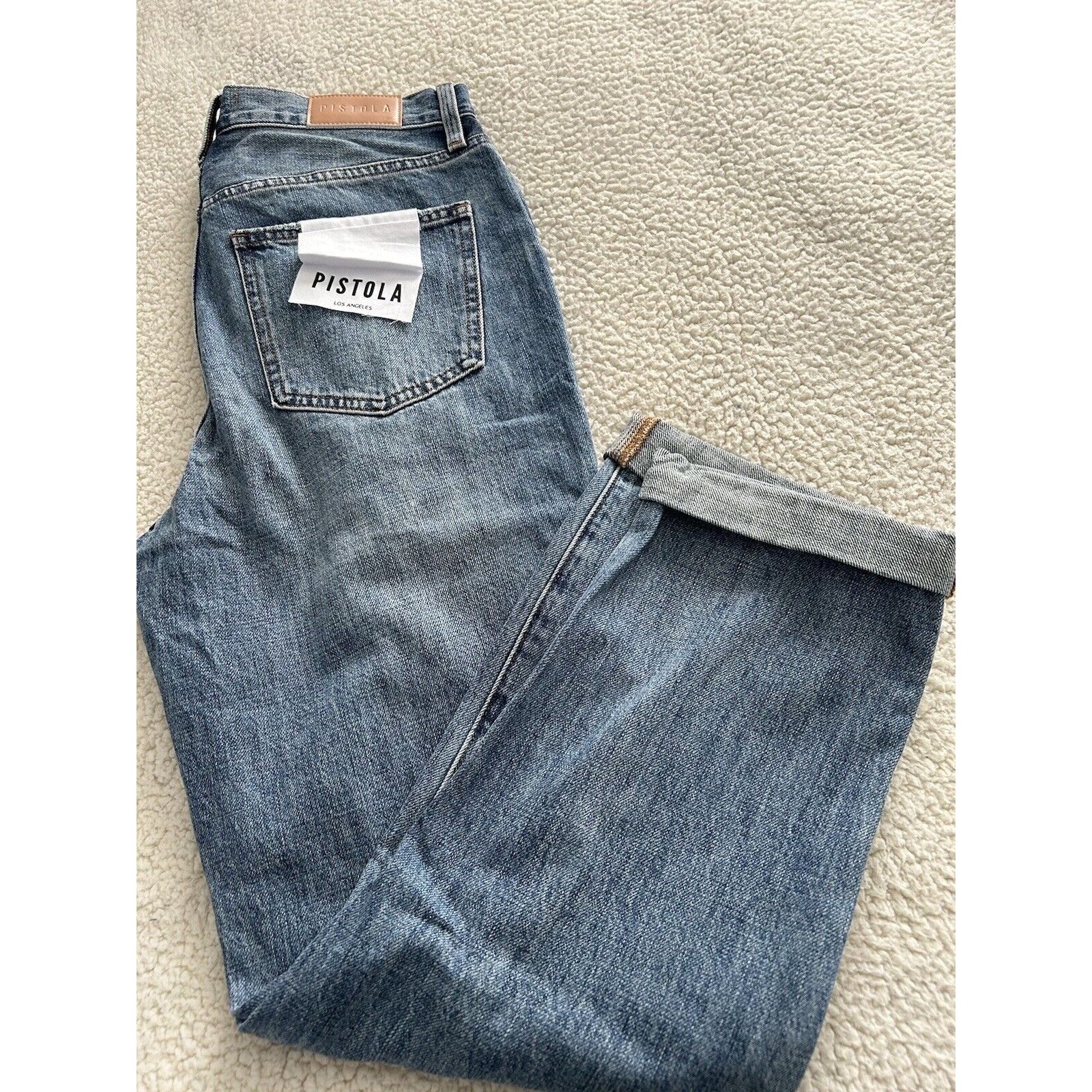 Pistola Presley High Rise Relaxed Roller Jean Crop Length in