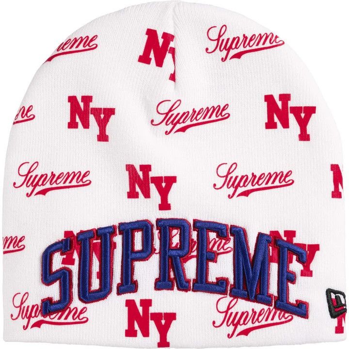 New Era × Supreme Supreme New Era Monogram Beanie White Size ONE SIZE - 4 Thumbnail