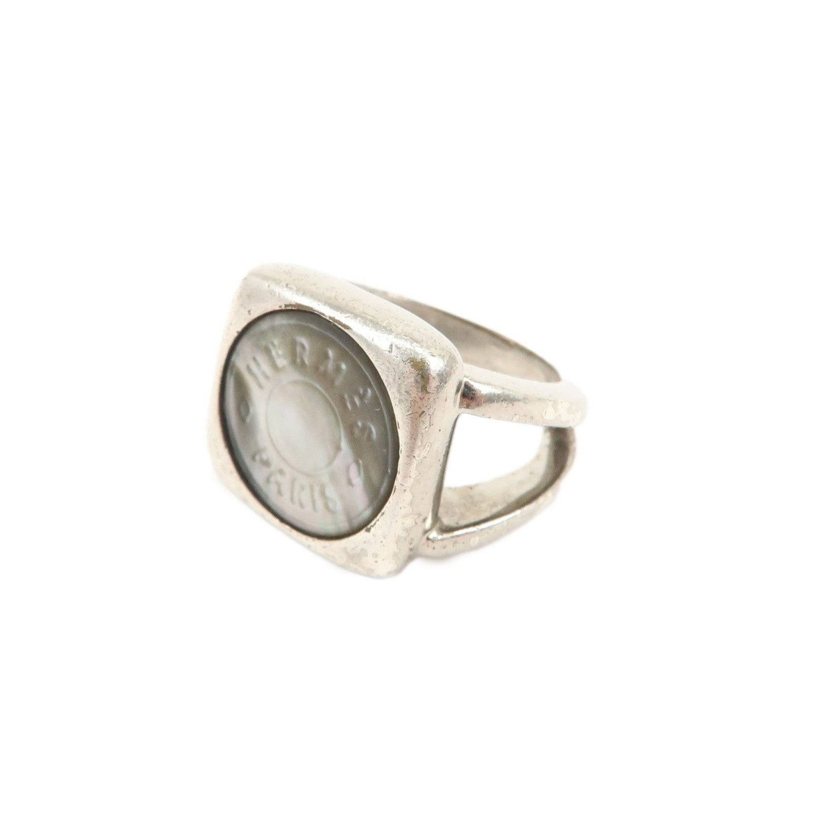 Hermes Hermes Logo Corozo Serie Sterling Silver Ring Size ONE SIZE - 1 Thumbnail