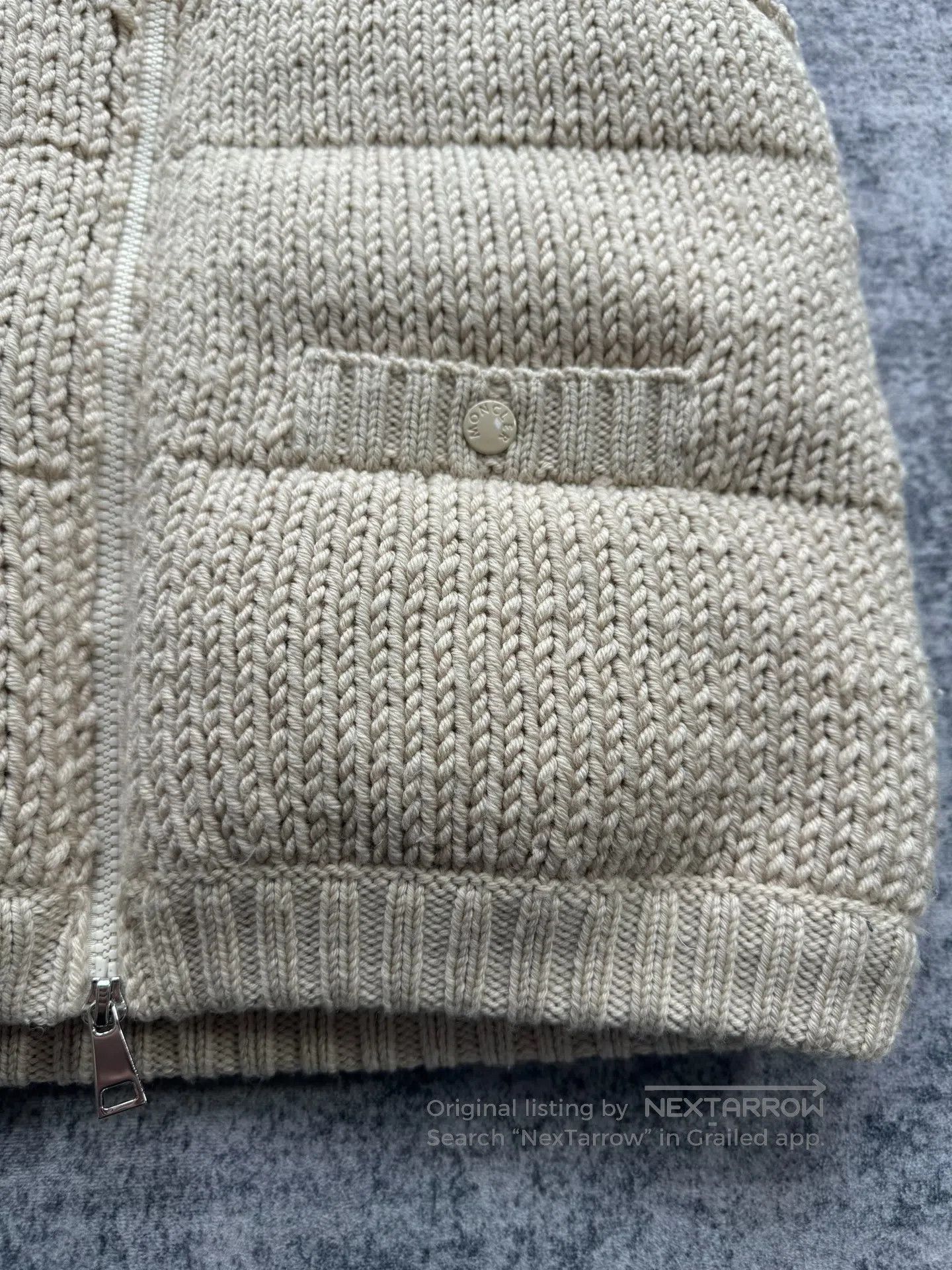 Moncler Moncler Khaki Knit Wool Patchwork Down Vest| Size S / US 4 / IT 40 - 4 Thumbnail