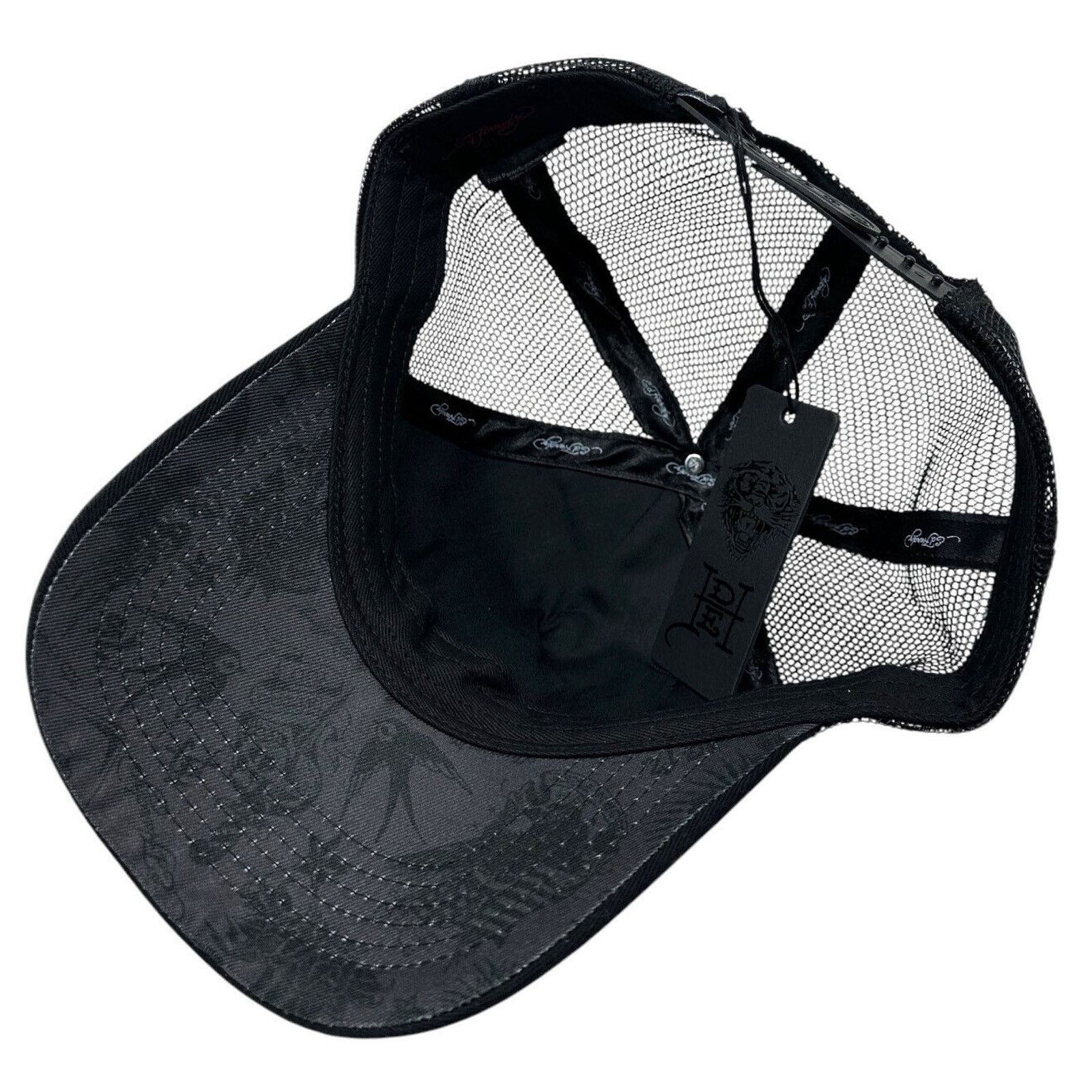 Ed Hardy Ed Hardy Trucker Hat Embroidered Skull Black Snapback Cap Size ONE SIZE - 4 Thumbnail
