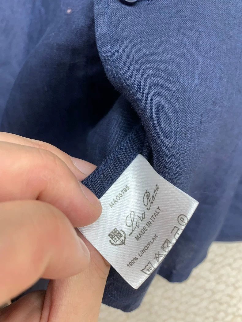 Loro Piana LORO PIANA Light collar linen shirt in dark blue with long Size US M / EU 48-50 / 2 - 9 Thumbnail