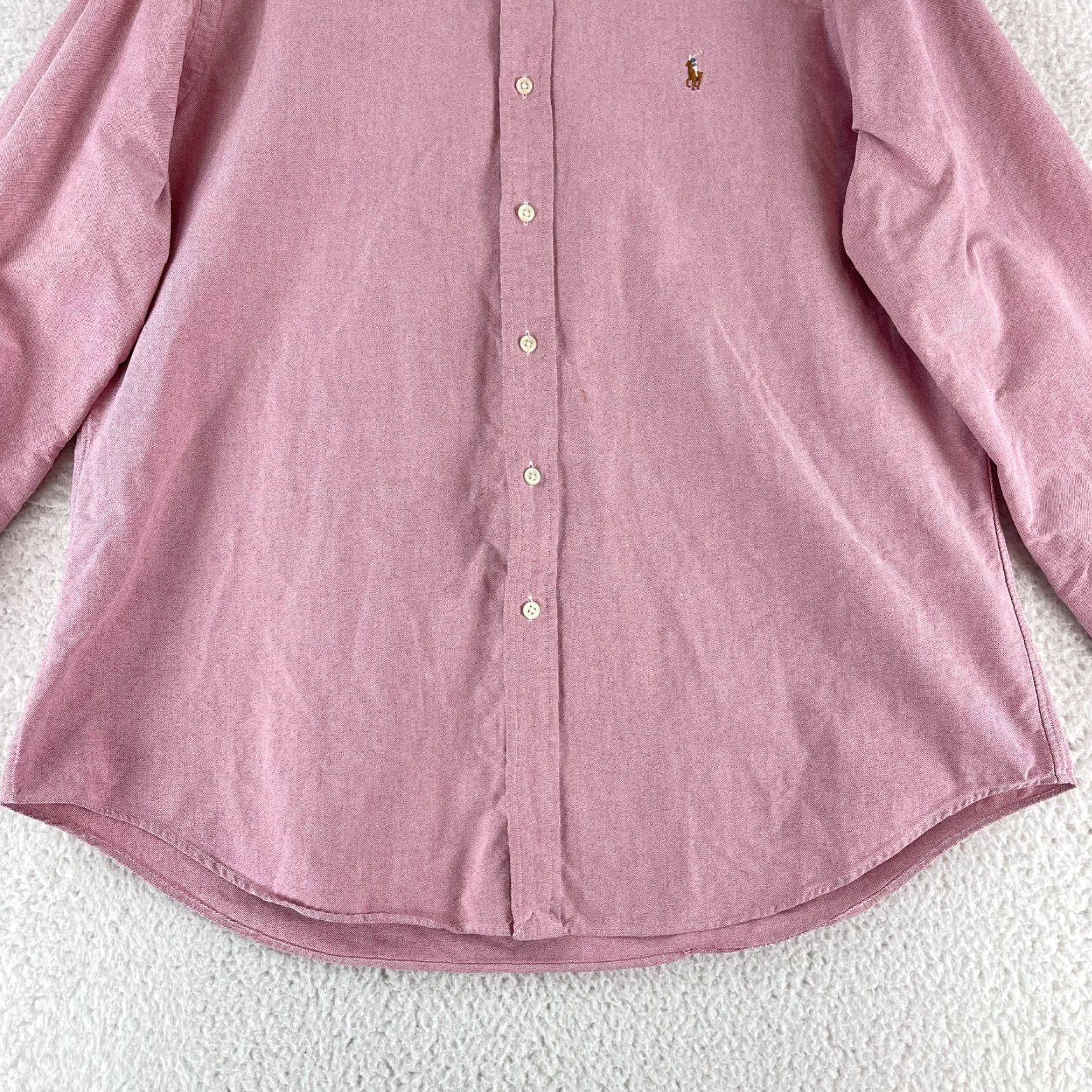 Ralph Lauren Ralph Lauren Button-Down Dress Shirt Mens XL Red Long Sleeve 100% Cotton Size 46R - 6 Thumbnail