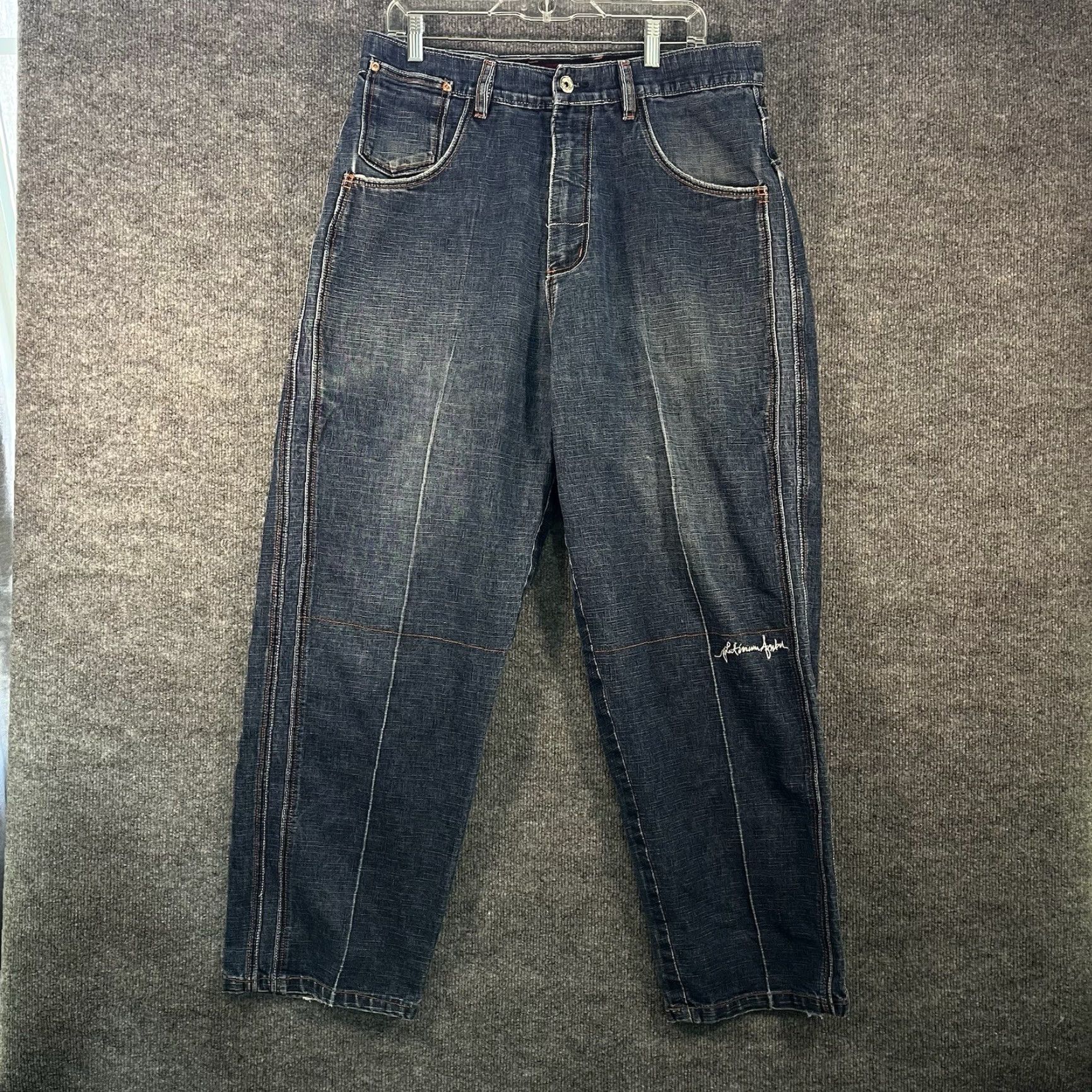 Fubu FUBU Platinum Jeans Mens 34x29 Actual Blue Fat Albert Embroidered Vtg Baggy Wide Size US 34 / EU 50 - 6 Thumbnail