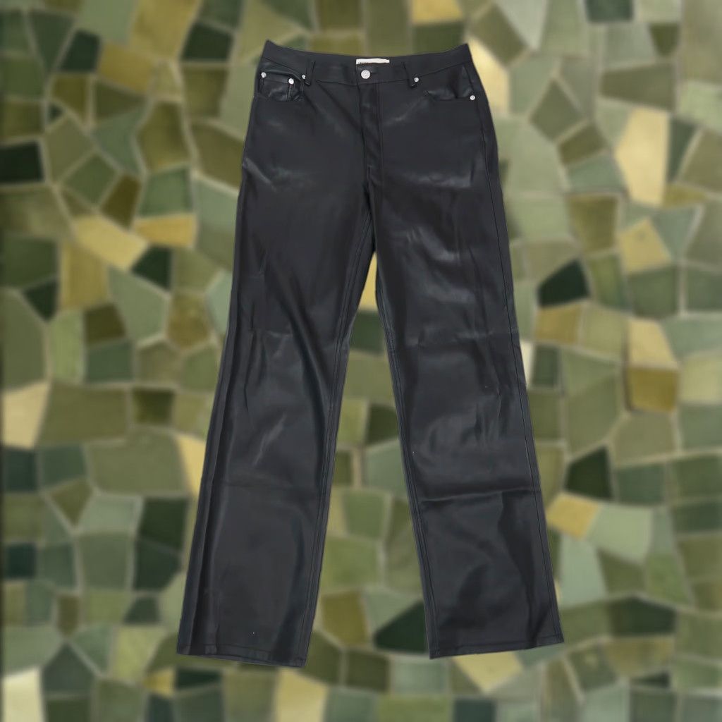Zara ZARA Black Faux Leather High Rise Straight Leg Pants 8 Women Dress Pants Casual Party/Cocktail Solid 32 Inseam Size 30" / US 8 / IT 44 - 1 Thumbnail