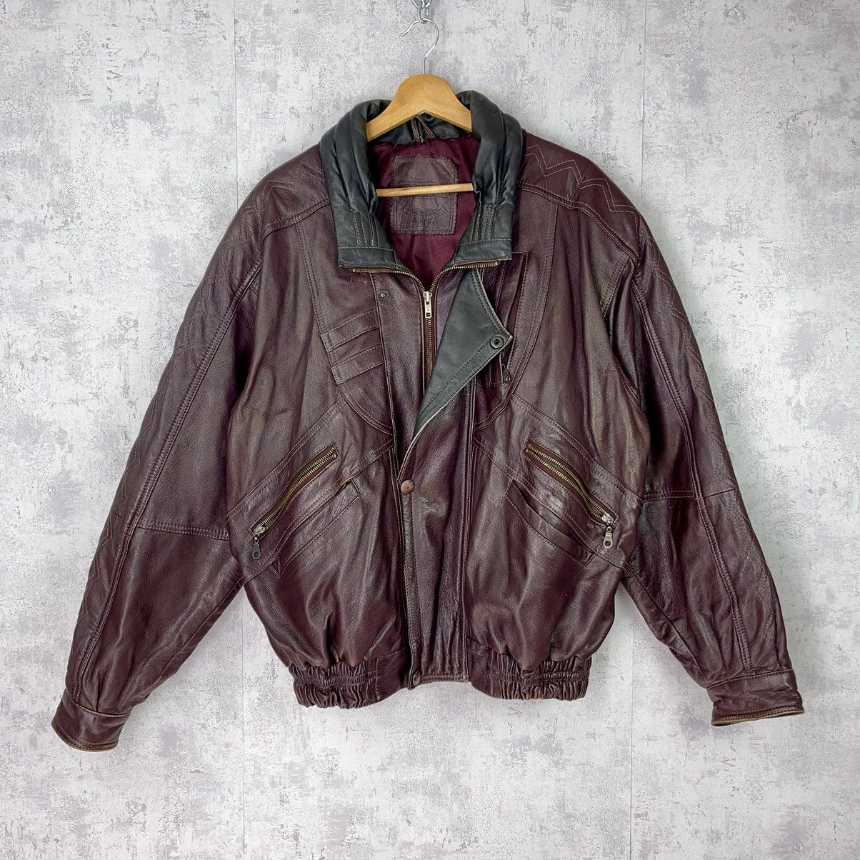 Vintage Vintage Men's Tenoras Wool Leather Maroon Varsity Jacket