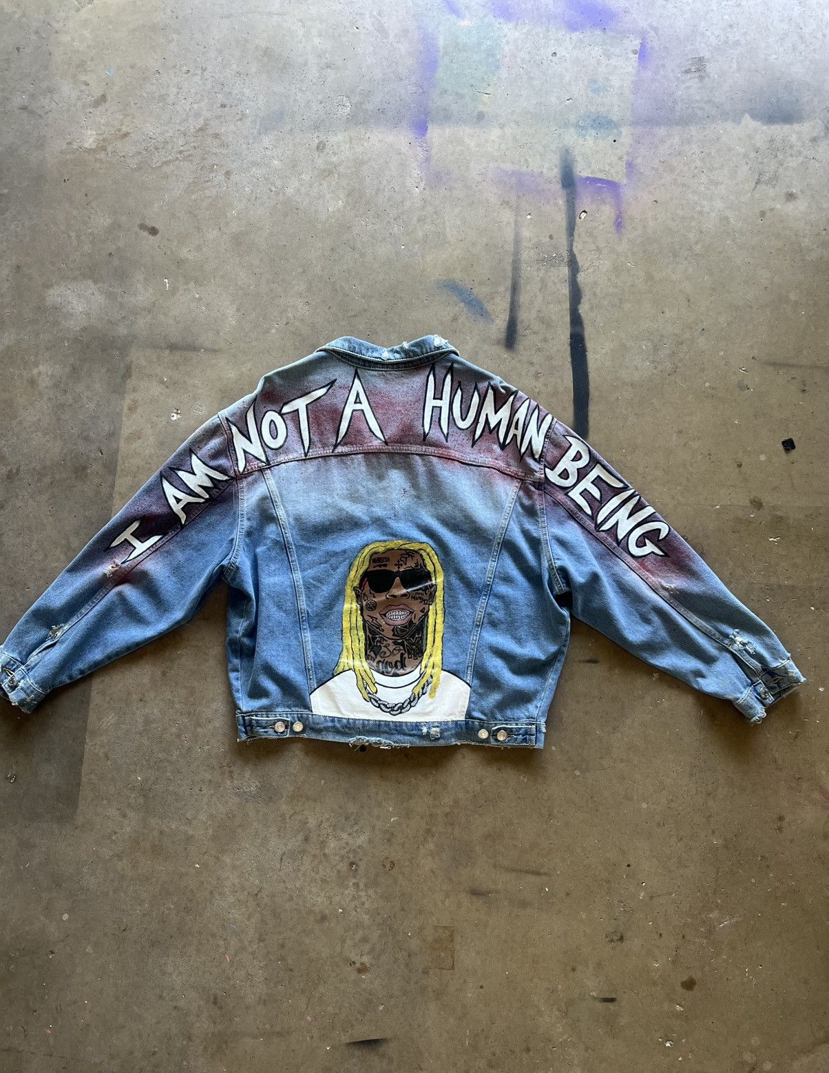 Vintage Lil Wayne Tribute Custom 1-of-1 Denim Jacket Size US XL / EU 56 / 4 - 5 Thumbnail