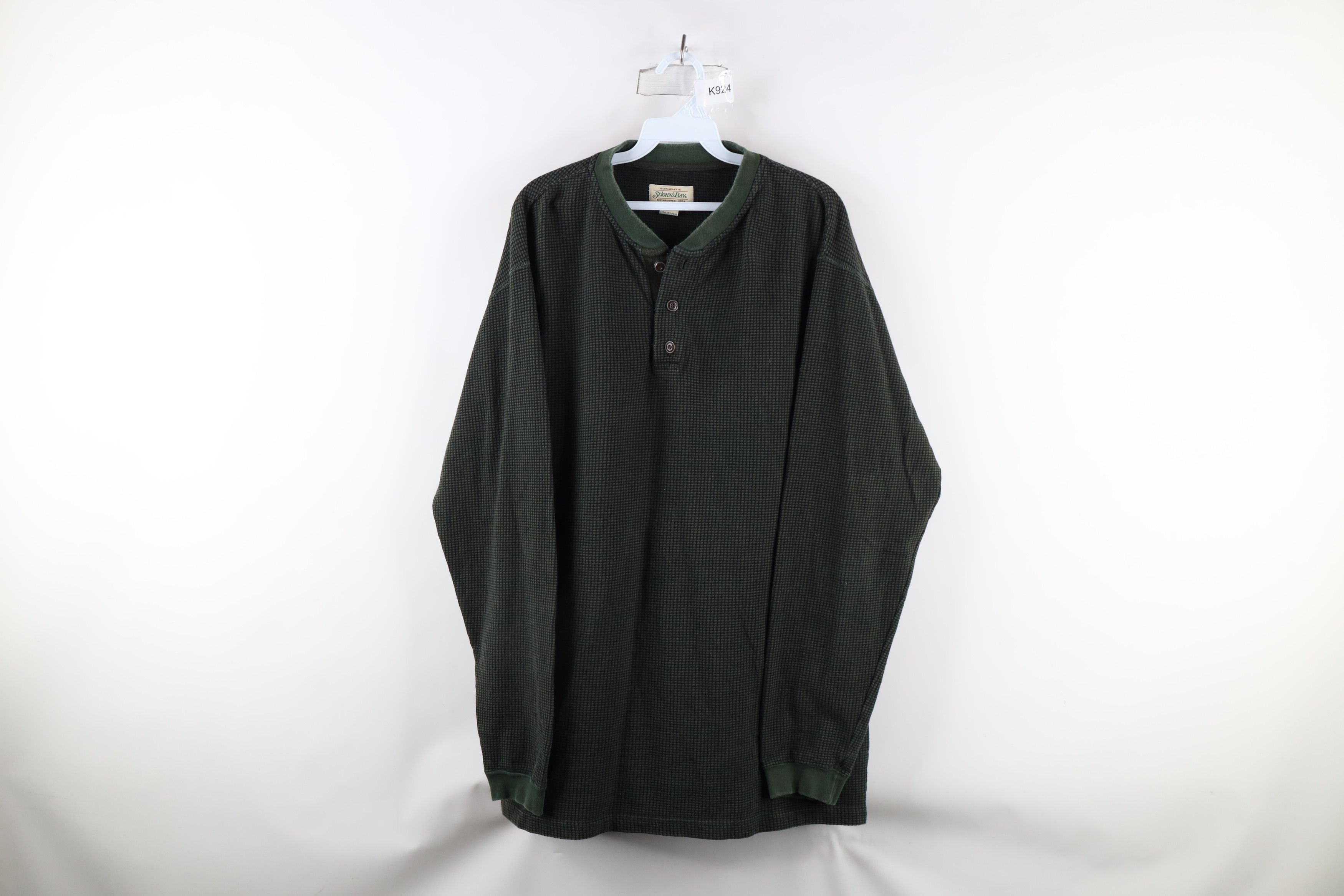 Vintage Vintage 90s Streetwear Thermal Waffle Knit Henley T-Shirt Size US L / EU 52-54 / 3 - 1 Thumbnail