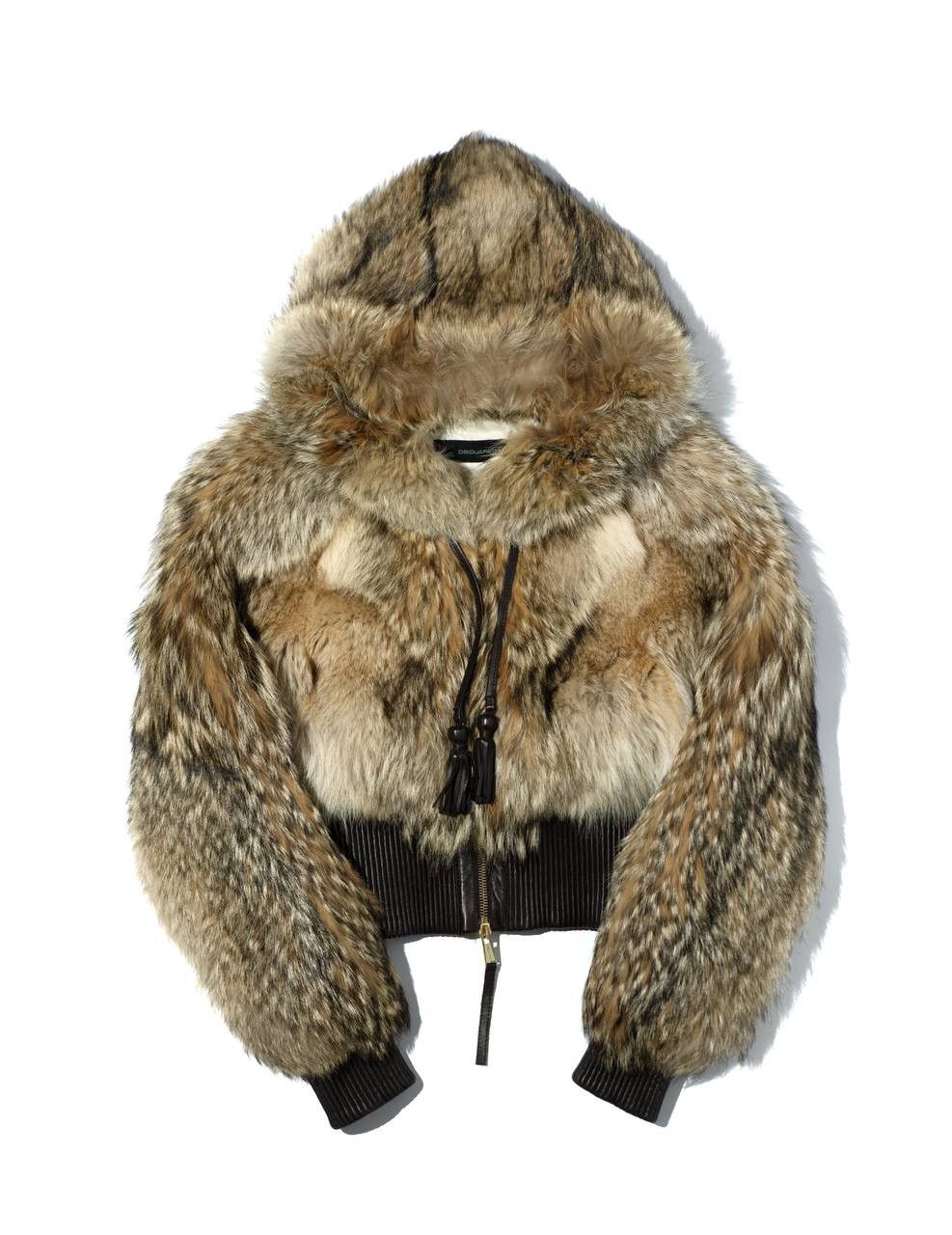 Dsquared2 Dsquared2 FW08 Full Coyote Fur Cropped Hooded Bomber Jacket Size M / US 6-8 / IT 42-44 - 1 Thumbnail