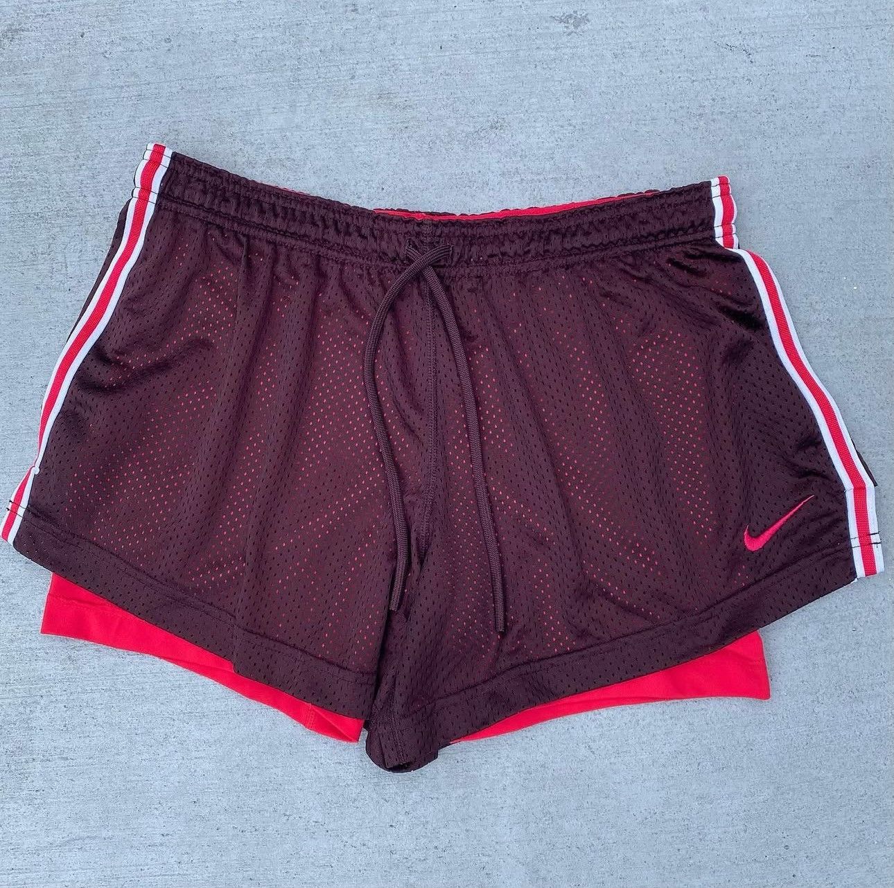 Nike Nike 2-in-1 Dri-Fit Burgundy Brown/Pink Running Shorts Size 32" / US 10 / IT 46 - 1 Thumbnail