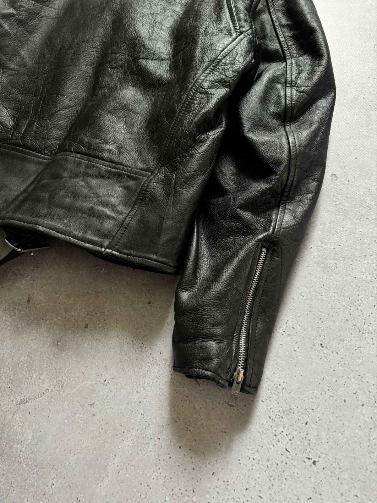 Genuine Leather × Vintage Vintage 90s Ramones Style Biker Leather Jacket Size US S / EU 44-46 / 1 - 9 Thumbnail