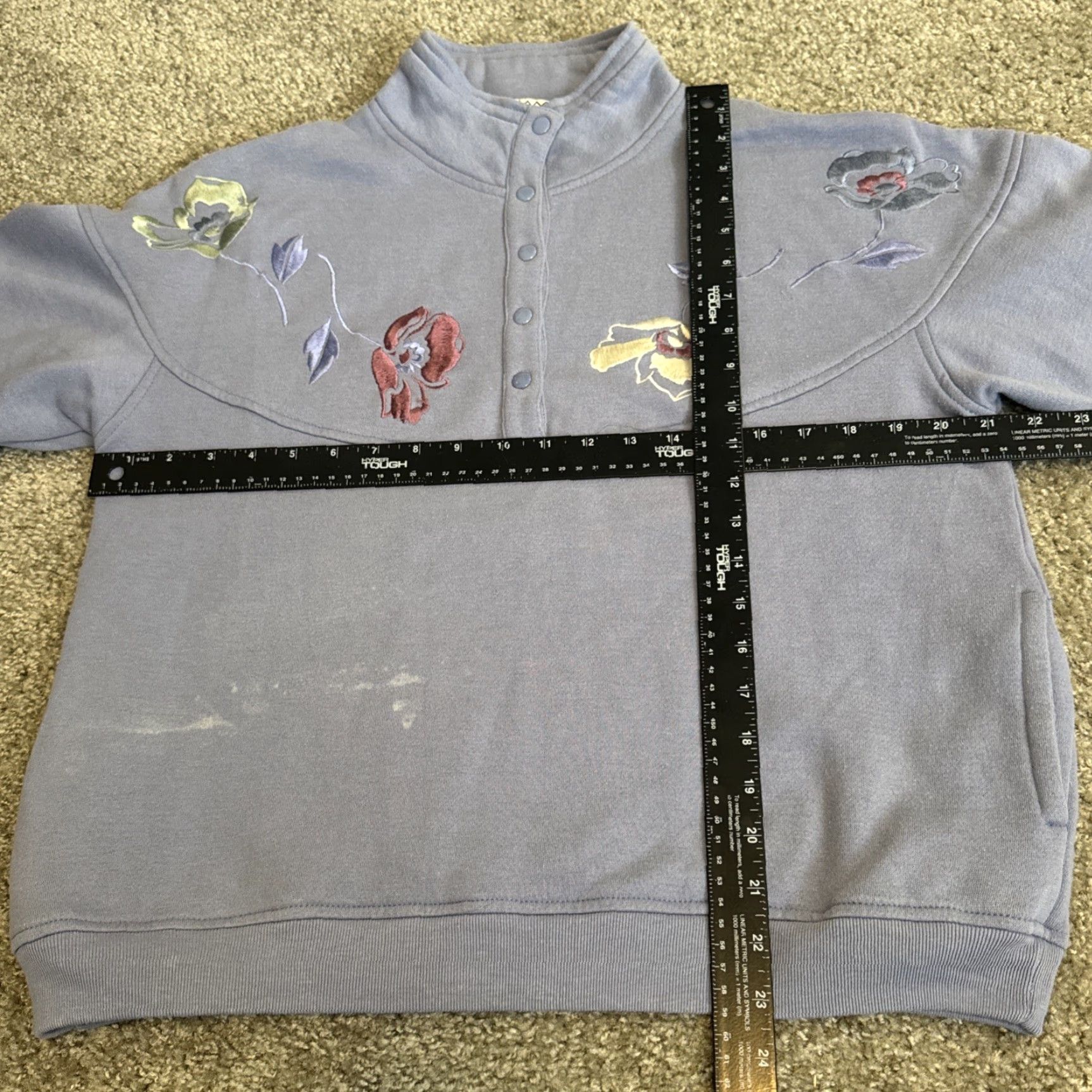 Vintage VINTAGE 90s Morsly Sweater Embroidered Floral Pullover Blue 90s Women Petite M Size M / US 6-8 / IT 42-44 - 6 Thumbnail
