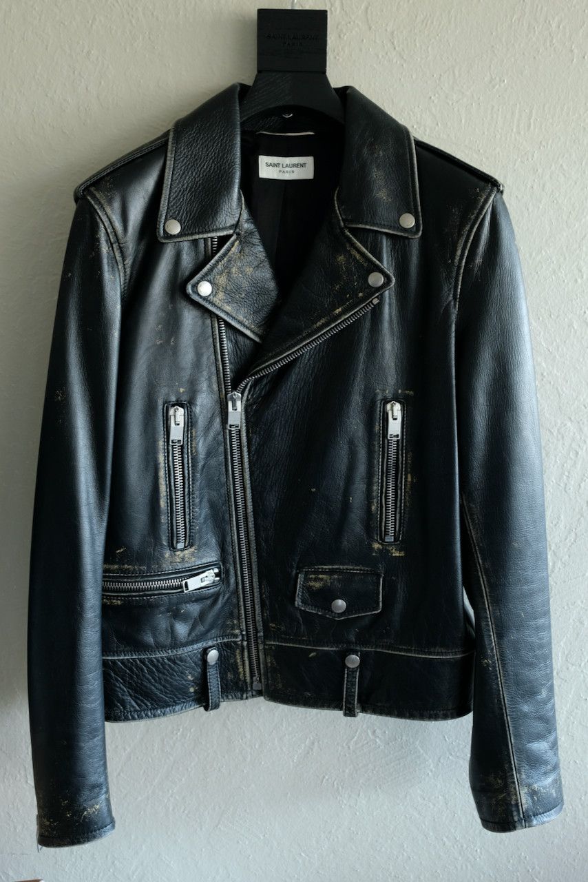 Saint Laurent Paris Distressed Leather L01 Biker Jacket