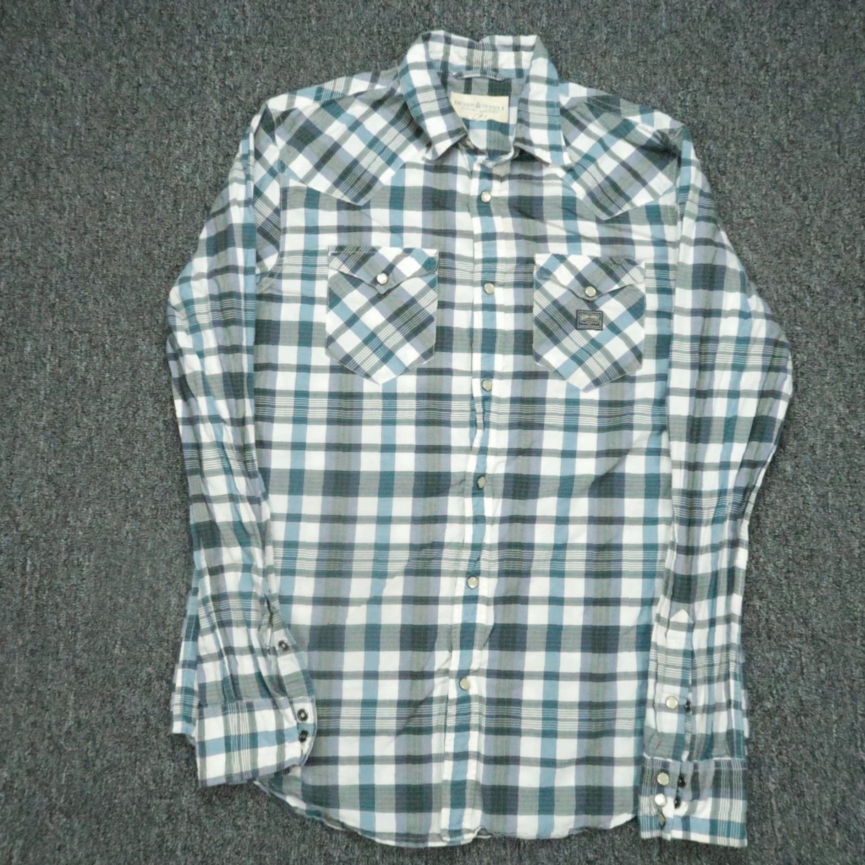 Ralph Lauren Denim & Supply Ralph Lauren Shirt Men Medium Blue Gray Plaid Pearl Snap Western Size US M / EU 48-50 / 2 - 2 Thumbnail