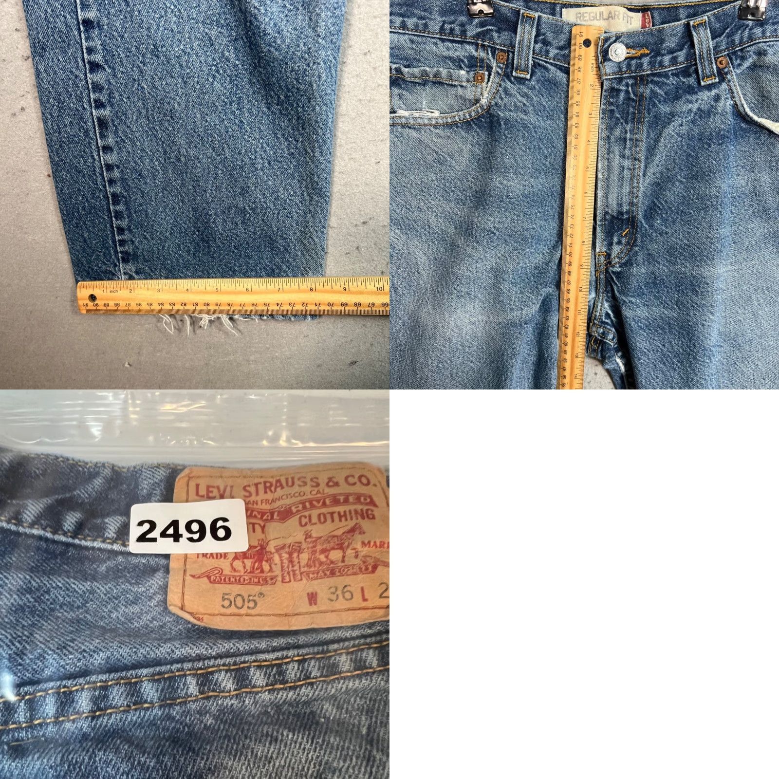 Levi's VINTAGE Levi's 505 Jeans Mens Regular Fit Denim Light Wash 36x29 5-Pocket 100% Cotton Blue Mens Regular Jeans Size US 36 / EU 52 - 8 Thumbnail