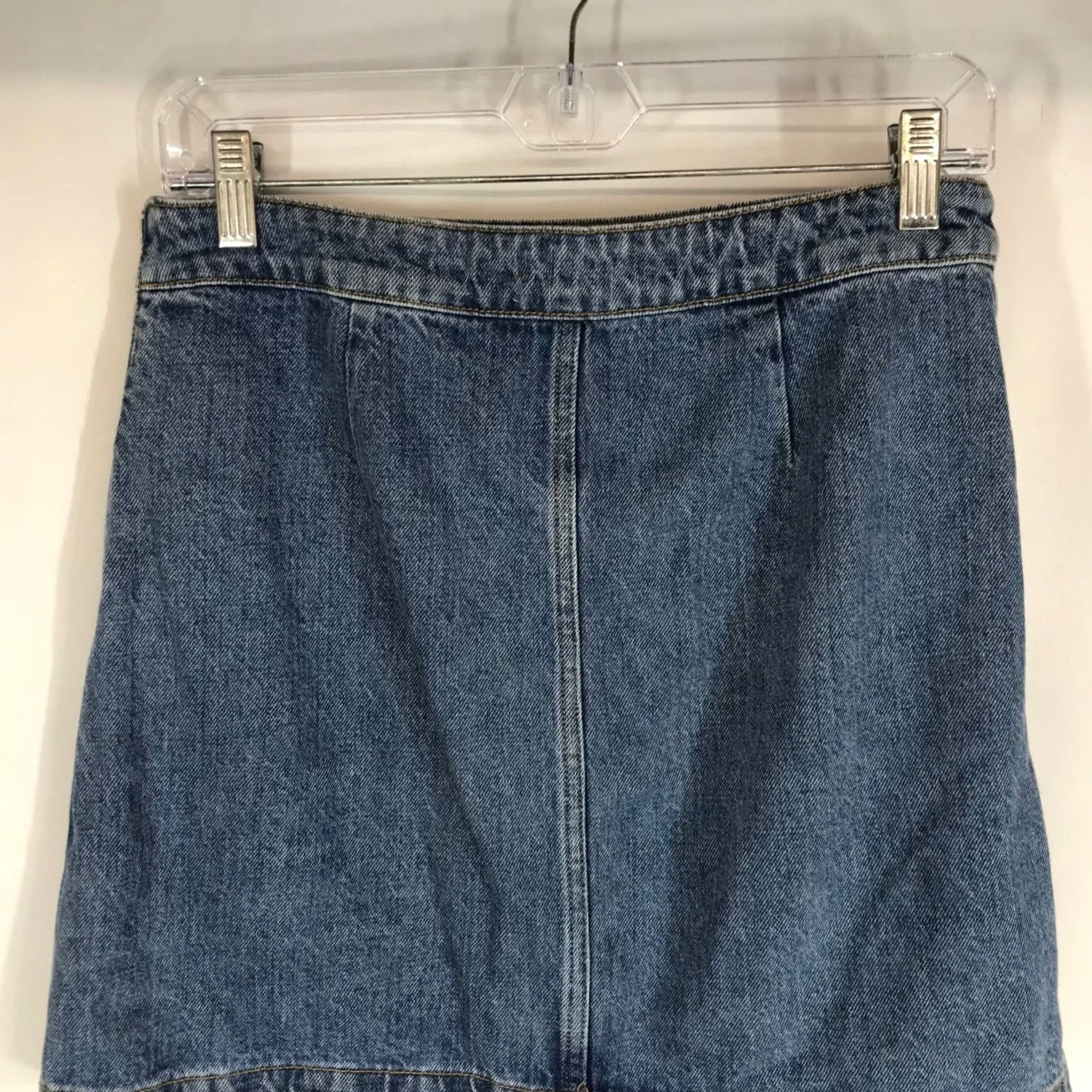 Vintage Wilfred Free Denim Mini Skirt Sz 8 High Waisted Side Zip Medium Wash A-Line Size 30" / US 8 / IT 44 - 5 Thumbnail