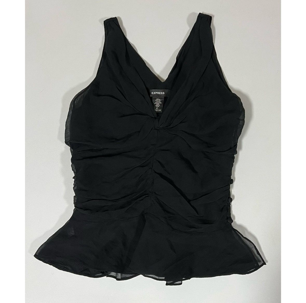 Express Express Black Rouched Peplum Tank Top Shirt Blouse Size 6 🖤 Size M / US 6-8 / IT 42-44 - 1 Thumbnail