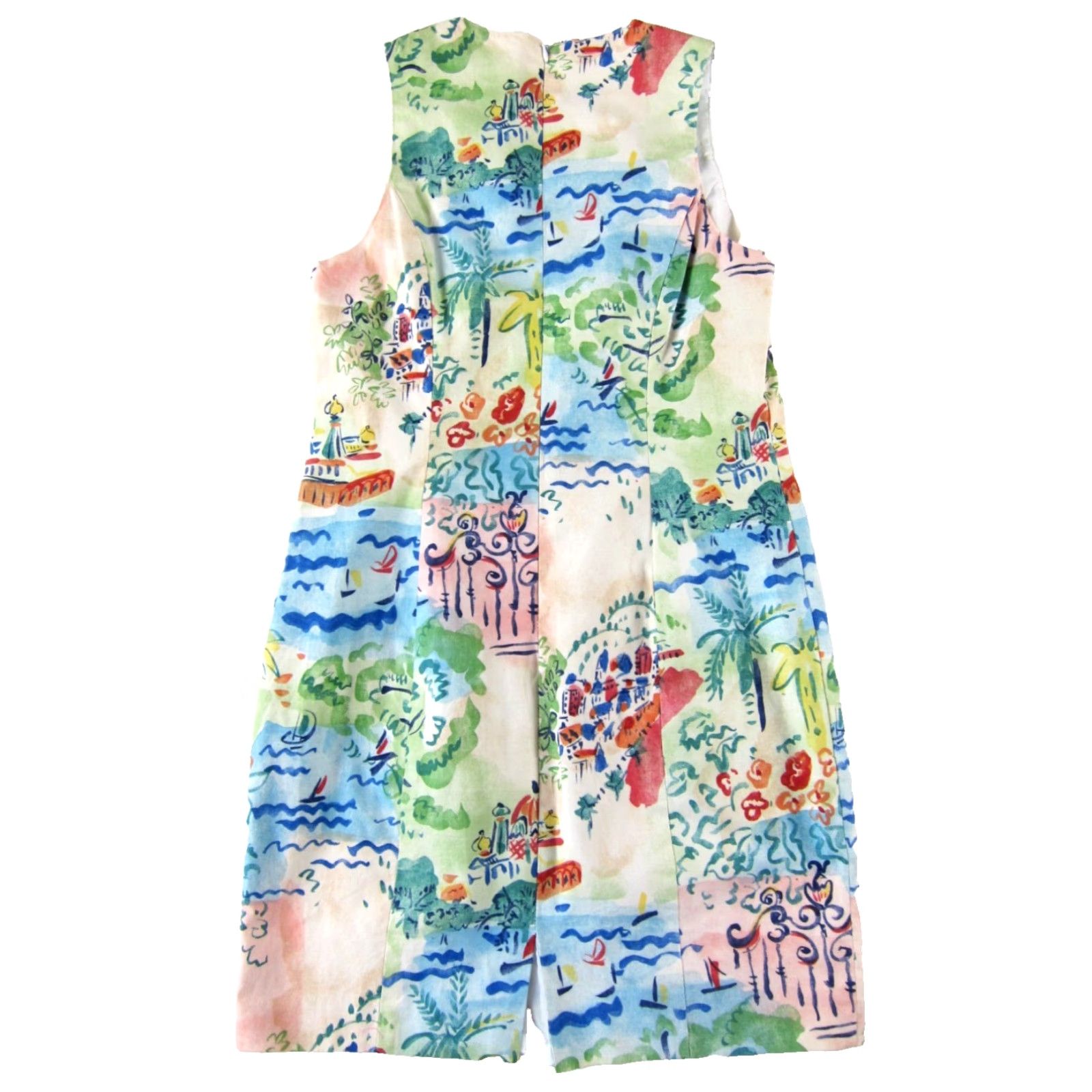 Vintage VINTAGE Henry & Harvie Green Floral Cotton Sleeveless Tank Dress M Size M / US 6-8 / IT 42-44 - 2 Thumbnail