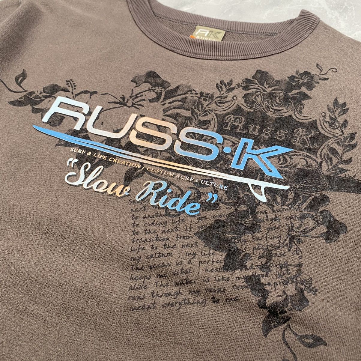 Japanese Brand Vintage y2k Russ K Surf Wording Poem Crewneck Size US S / EU 44-46 / 1 - 3 Thumbnail