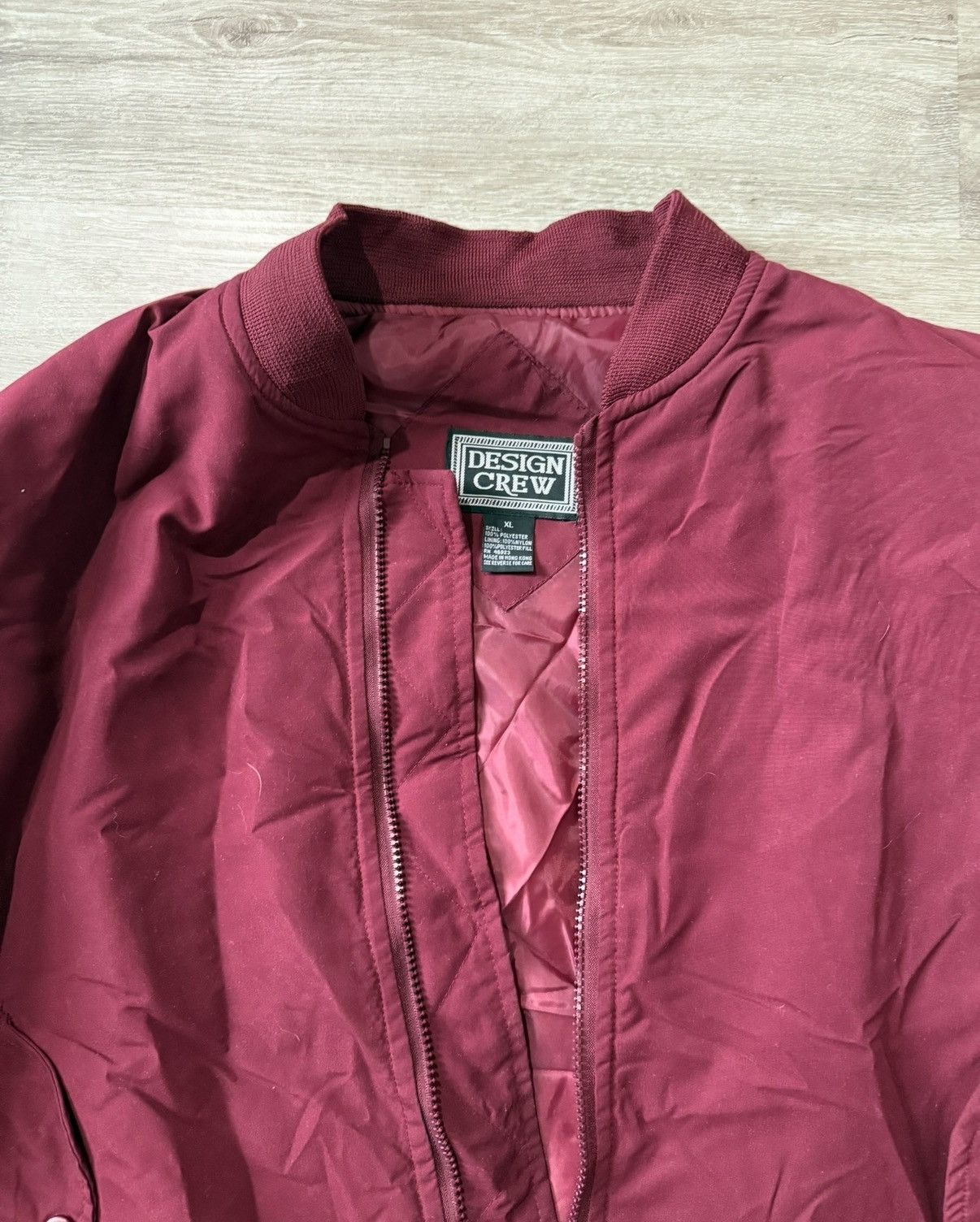 Vintage 90s Burgundy Design Crew bomber jacket Size US L / EU 52-54 / 3 - 5 Thumbnail