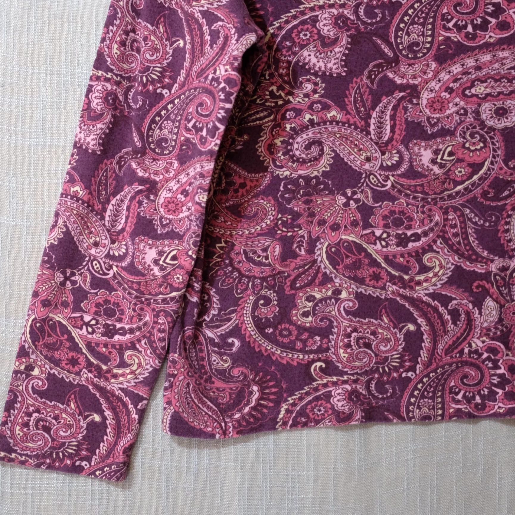 Vintage St. John's Bay Shirt Womens L Wine Floral Pullover Stretch Long Sleeve Tee Regular Casual 100% Cotton Vintage No Size L / US 10 / IT 46 - 7 Thumbnail