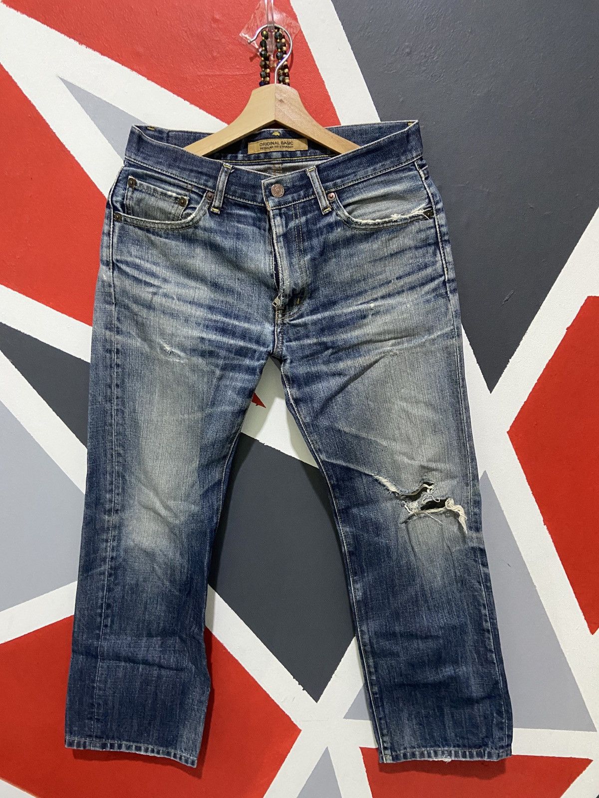 Uniqlo Vintage Y2K Uniqlo S002 Baggy Ripped Jeans Size US 30 / EU 46 - 1 Thumbnail
