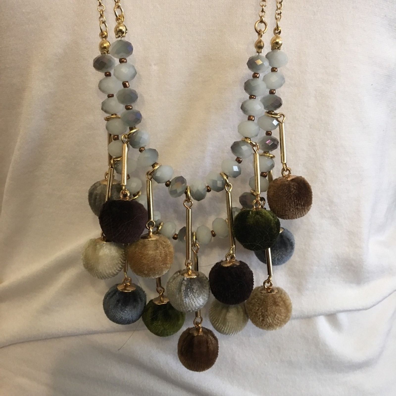 Vintage Vintage Vida layered Pom Pom crystal long necklace Size ONE SIZE - 4 Thumbnail