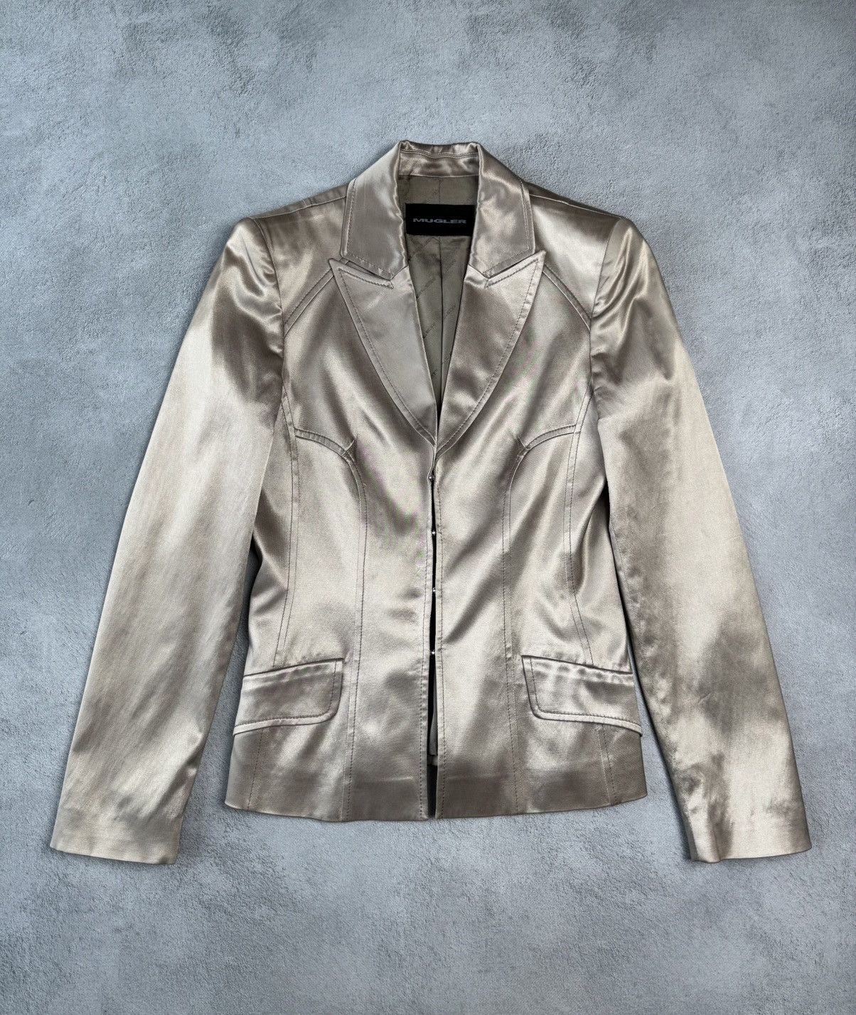 Mugler Vintage MUGLER Acetate Cotton Tailored Corseted Blazer Size M / US 6-8 / IT 42-44 - 1 Thumbnail