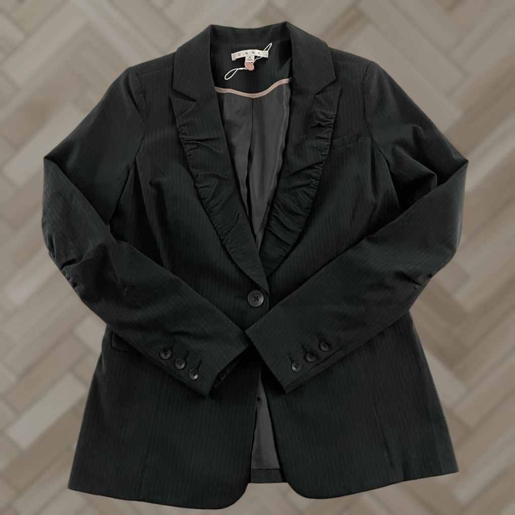 Vintage CAbi Blazer Striped Black Women's 4 Blazer XS? No, size 2. Size XS / US 0-2 / IT 36-38 - 1 Thumbnail