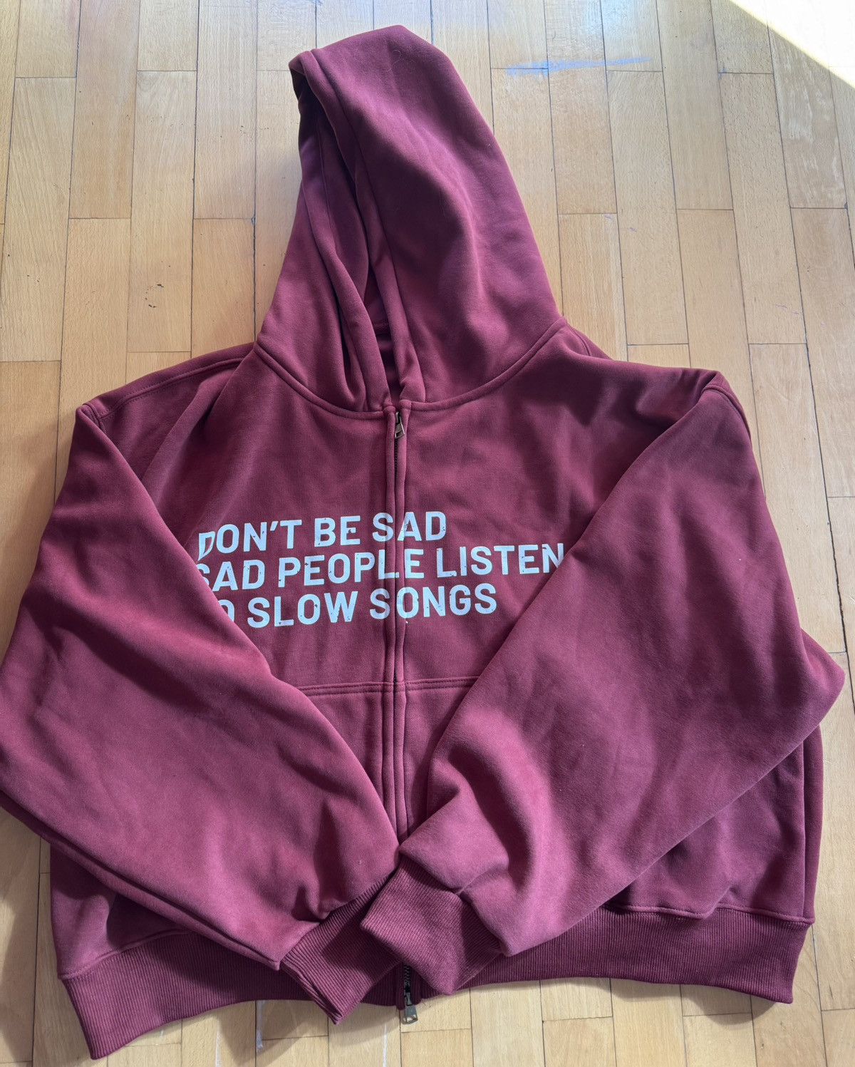 Other Burgundy Zip Hoodie “Don’t Be Sad” Size US M / EU 48-50 / 2 - 1 Thumbnail