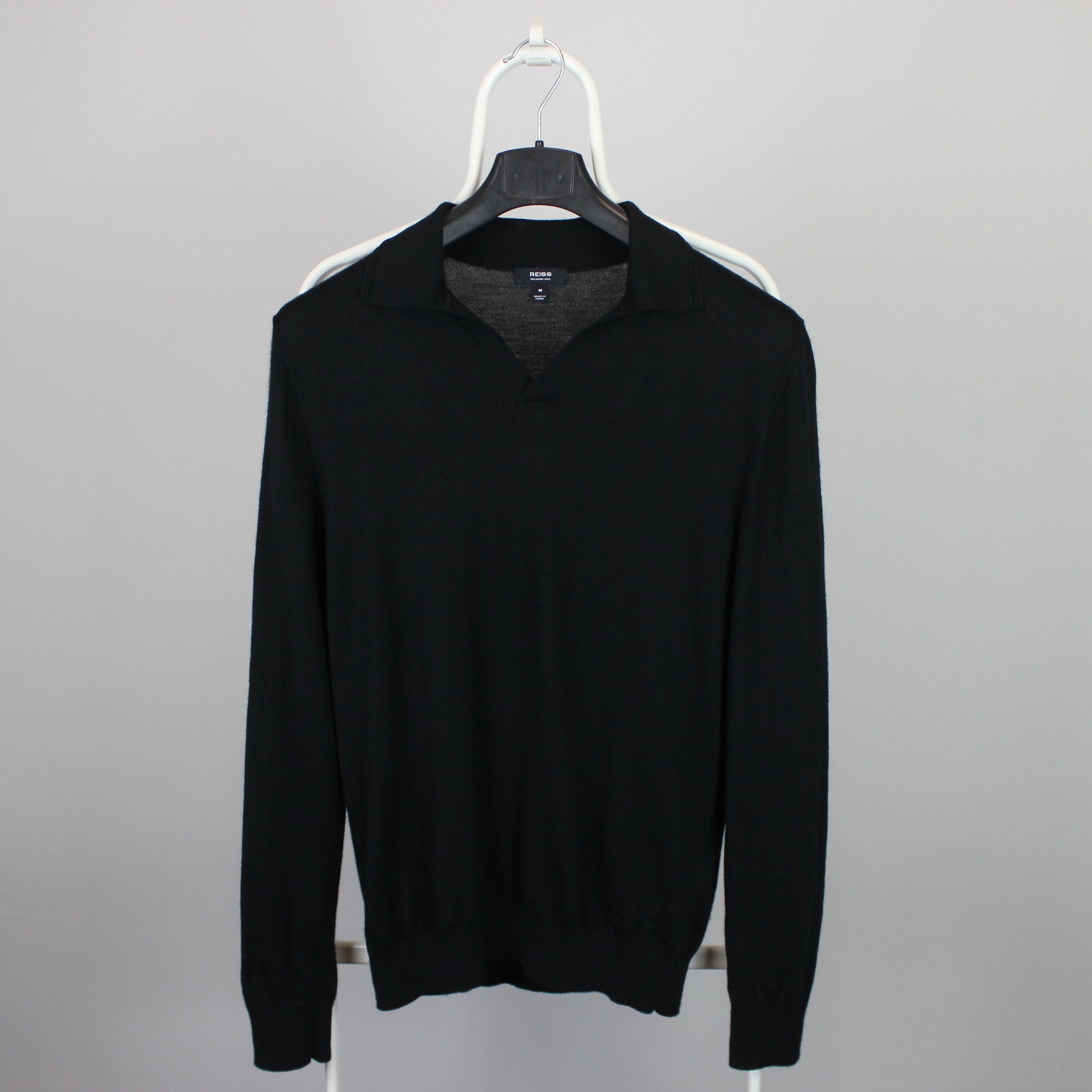 Reiss Reiss Black Milburn Wool Open Collar Polo Shirt M Size US M / EU 48-50 / 2 - 16 Thumbnail