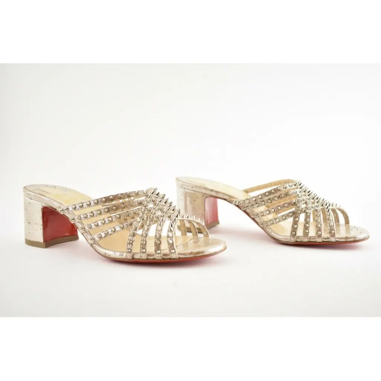 Christian Louboutin Christian Louboutin Marthaspike 55 Silver Open Sandal Mule Size US 6.5 / IT 36.5 - 4 Thumbnail