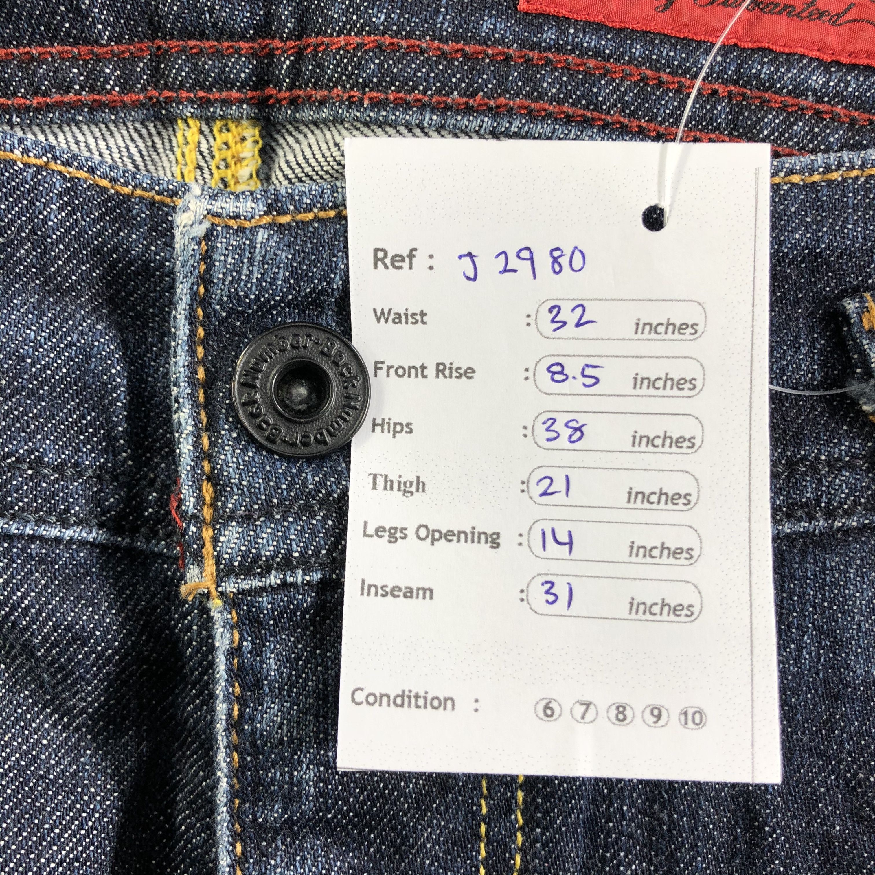 Vintage Vintage Blue Wash Back Number Selvedge Jeans-J2980 Size US 32 / EU 48 - 11 Thumbnail