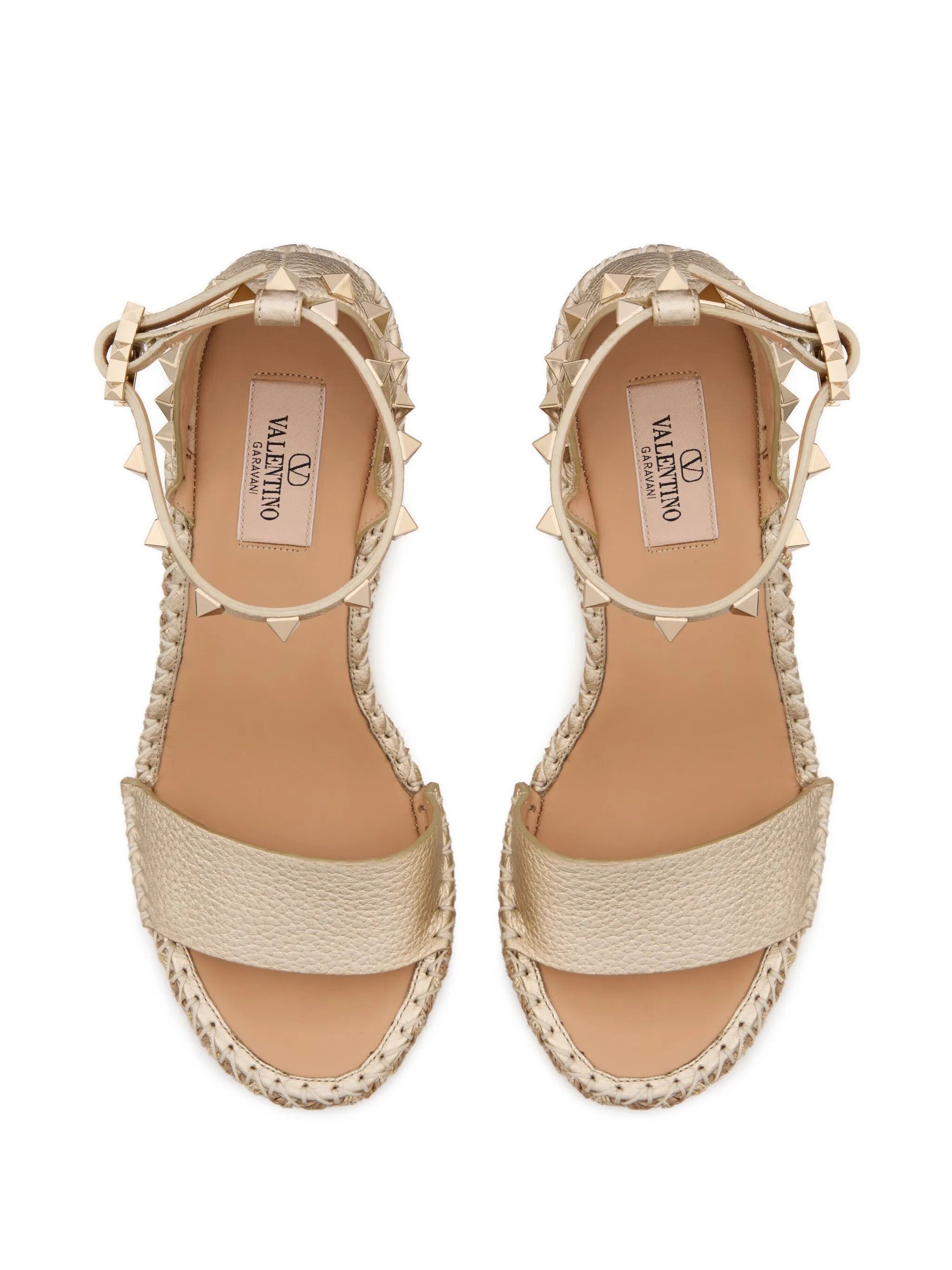 Valentino os11x0126 Rocksted Espadrilles Wedge Sandals in Gold Size US 7 / IT 37 - 4 Thumbnail