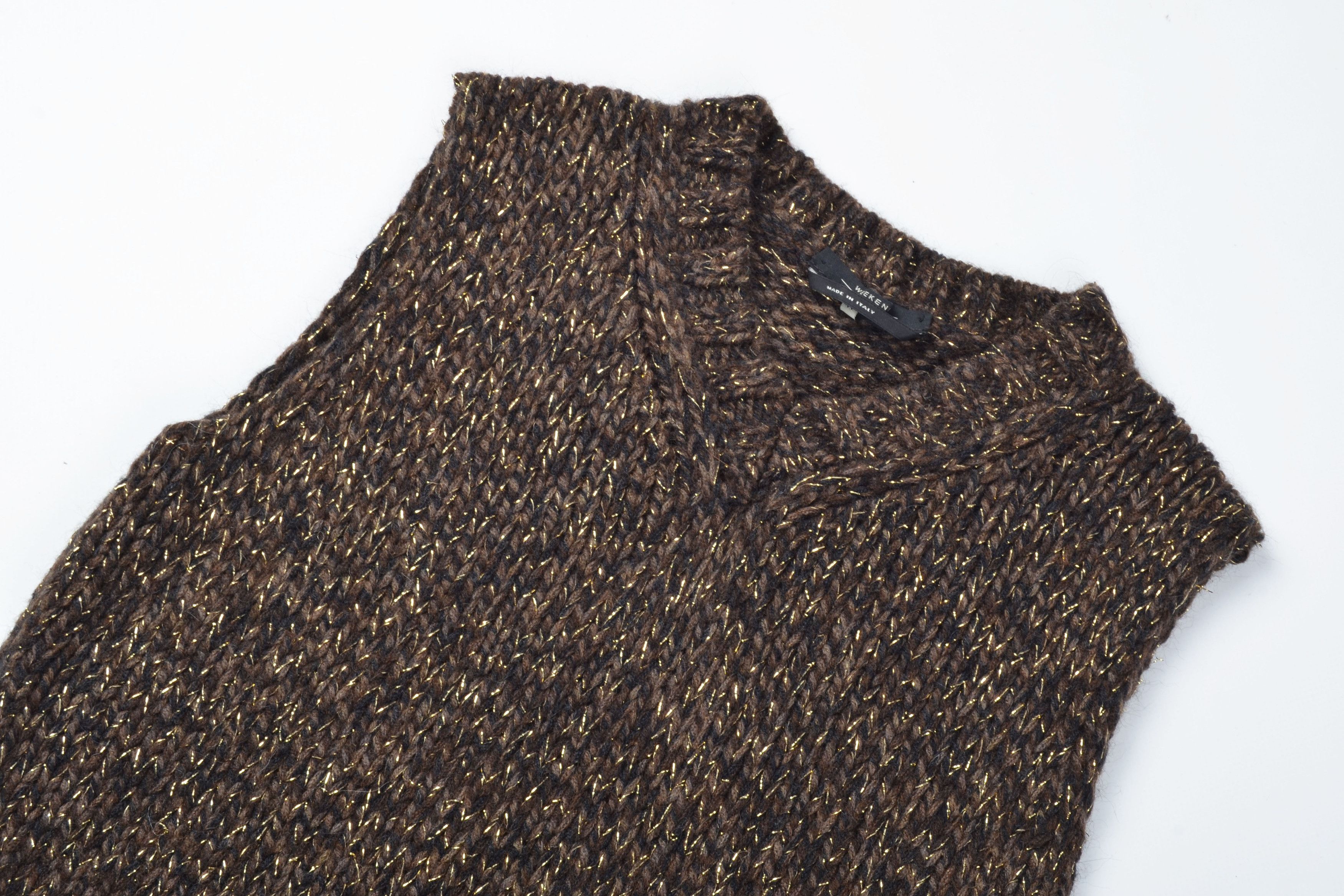 Max Mara Weekend Max Mara Wool Blend Brown Chunky Knit Sparkle Vest Size M / US 6-8 / IT 42-44 - 5 Thumbnail