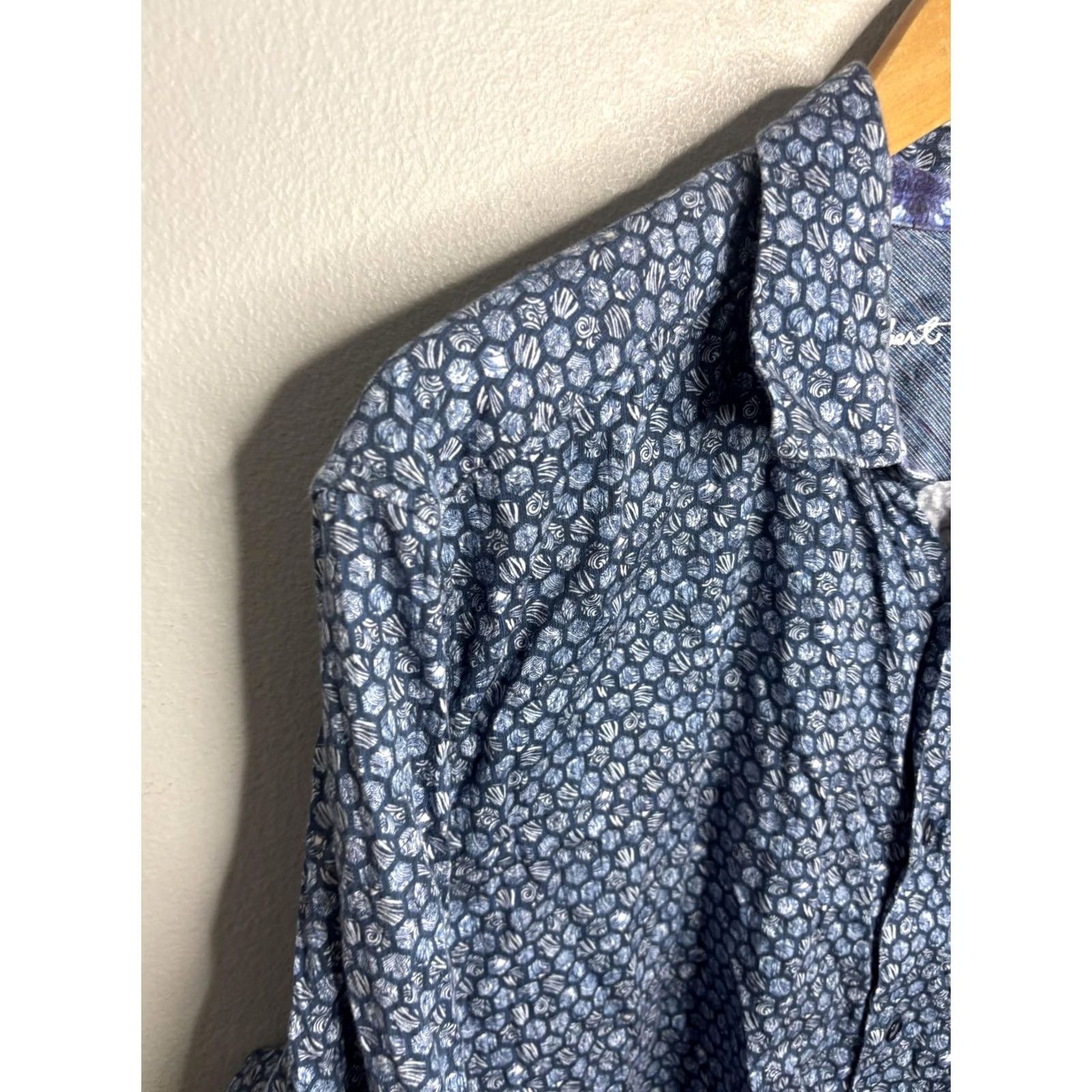 Robert Graham Robert Graham Shirt Mens XL Blue Geometric Pattern Button-Down Long Sleeve Classic Fit Size US XL / EU 56 / 4 - 2 Thumbnail