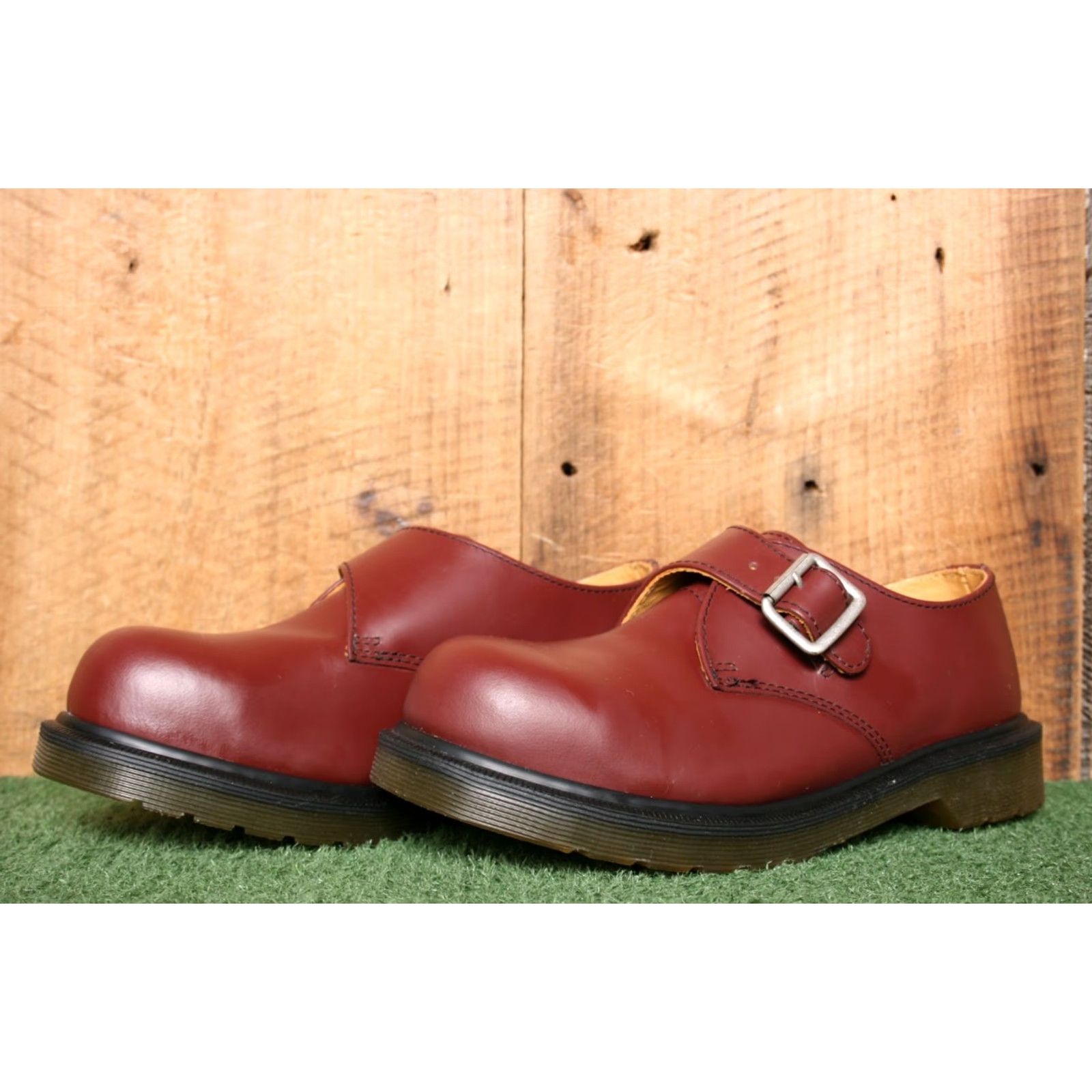 Dr. Martens Dr. Martens Joey Cherry Red Leather Steel Toe Monk Strap Loafers UK 4 | US 6 Women Leather Steel Toe Monk Strap Loafers Size US 6 / IT 36 - 2 Thumbnail