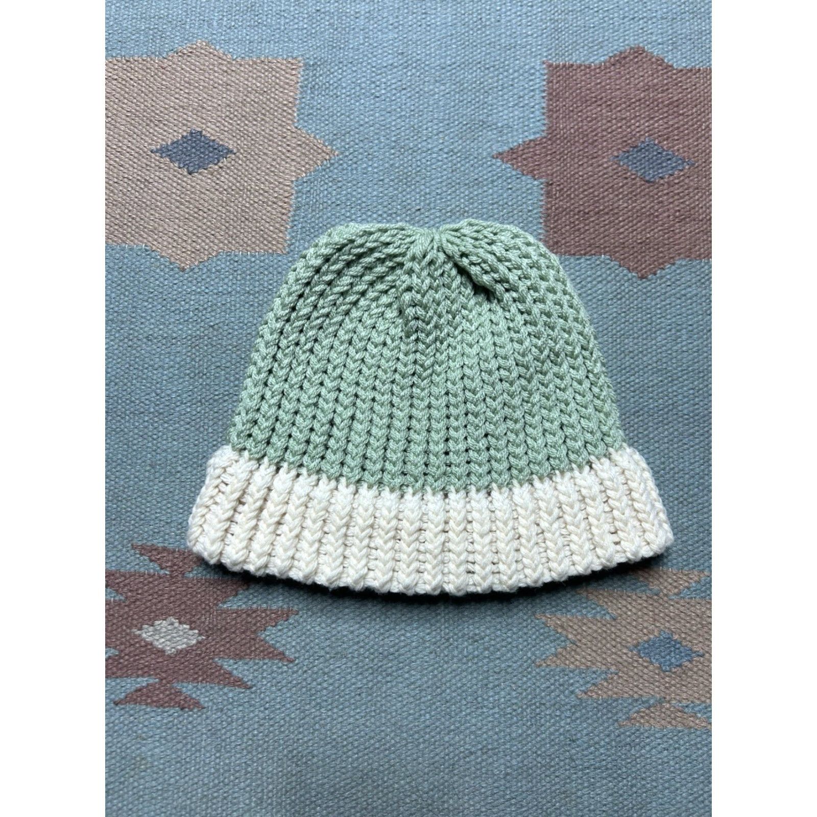 Vintage VINTAGE Beanie Women One Size Green Crochet Knit Snow White Handmade toboggan soft Size ONE SIZE - 3 Thumbnail