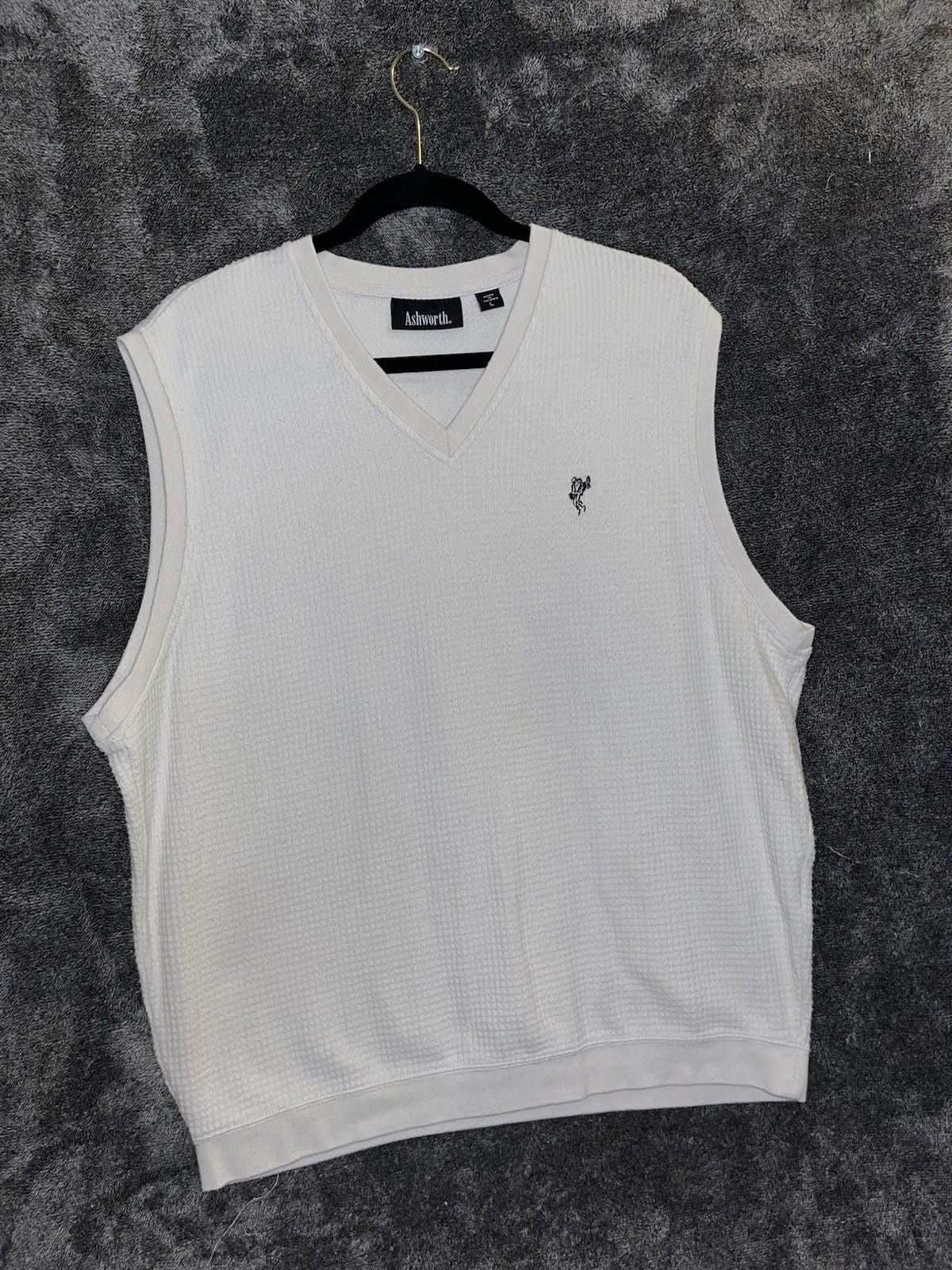 Ashworth Ashworth Men’s White Textured VNeck Sweater Vest Size L Tall Size US L / EU 52-54 / 3 - 2 Thumbnail