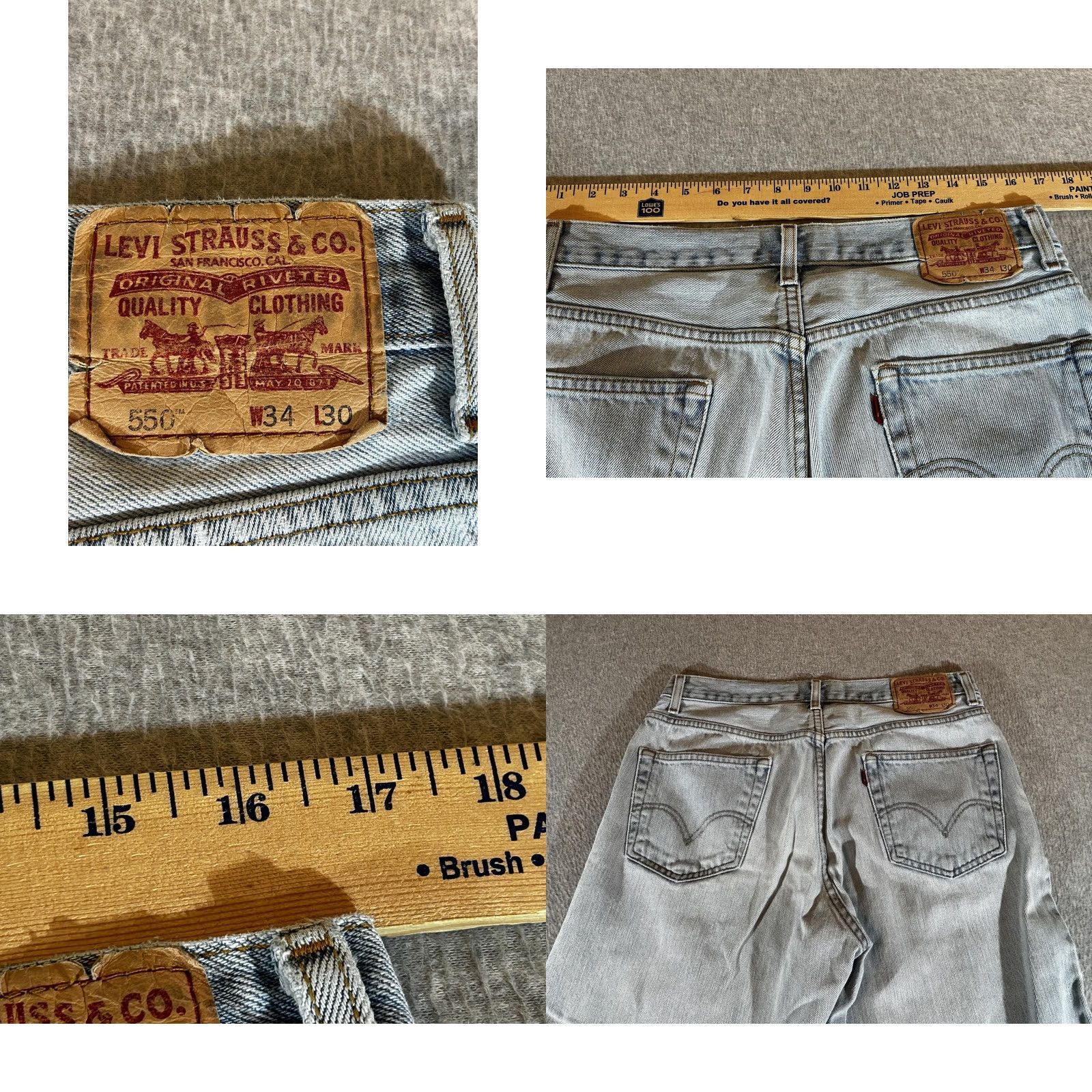 Levi's Levis 550 Jeans Mens 34x30 Relaxed Light Blue Denim Distressed Pockets 5-Pocket Zip Fly Vintage No Mens Size US 34 / EU 50 - 9 Thumbnail