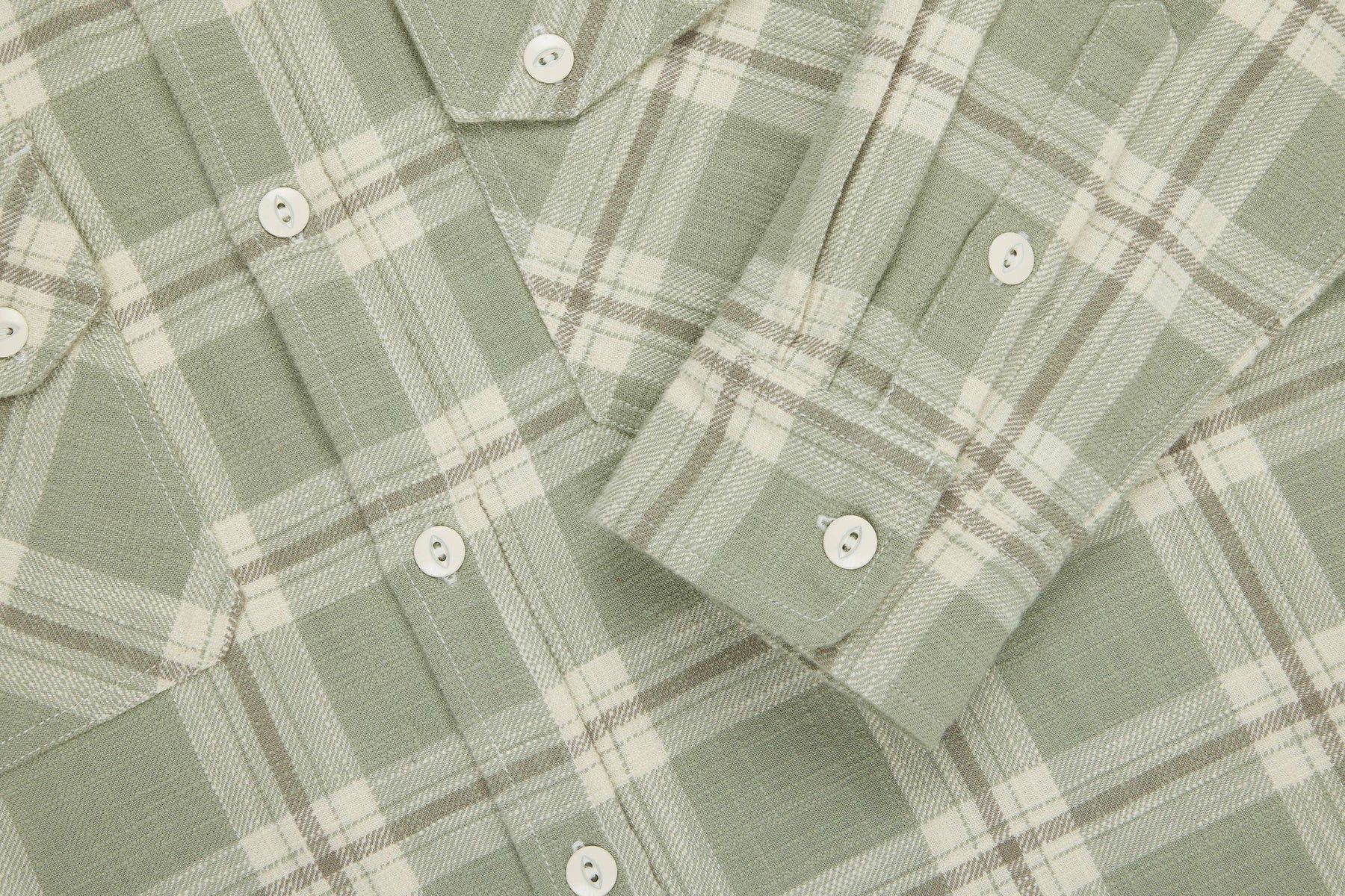 3sixteen 💚 3sixteen Crosscut Flannel Seafoam Green Slub Check NEW Size US M / EU 48-50 / 2 - 4 Thumbnail