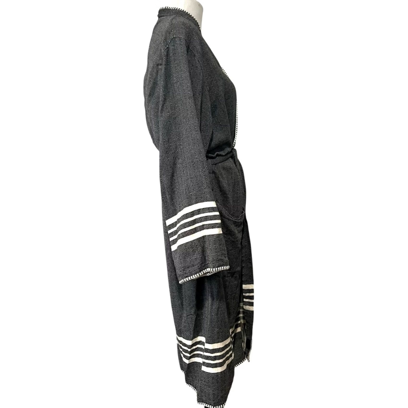 Vintage Buldano Turkish Cotton Robe Kimono Unisex Lightweight Hand-Woven Quick Dry Sz S Gray Size ONE SIZE - 7 Thumbnail
