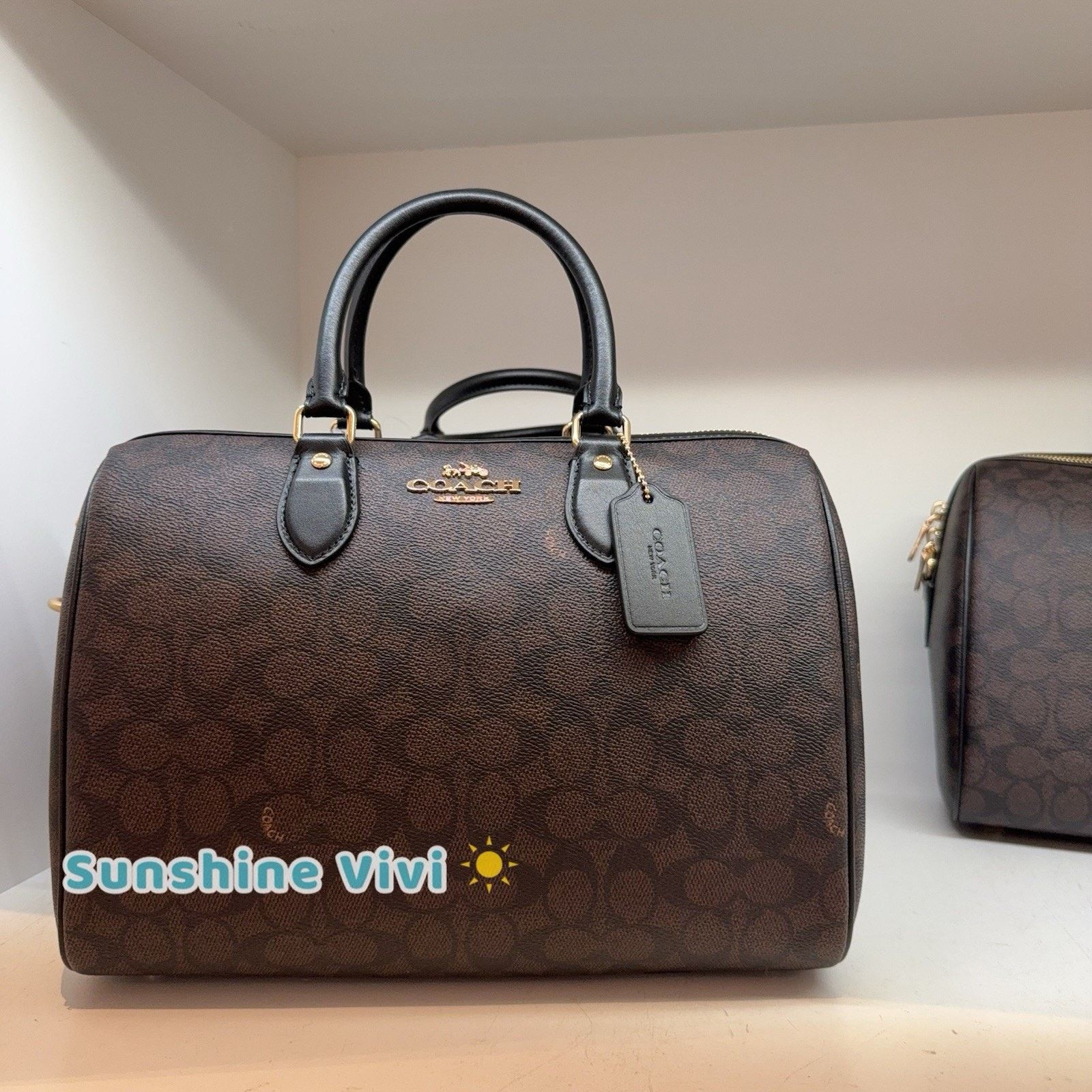Coach NWT Coach Rowan Large Satchel Bag CEY74 Gold/Walnut /Black Size ONE SIZE - 3 Thumbnail